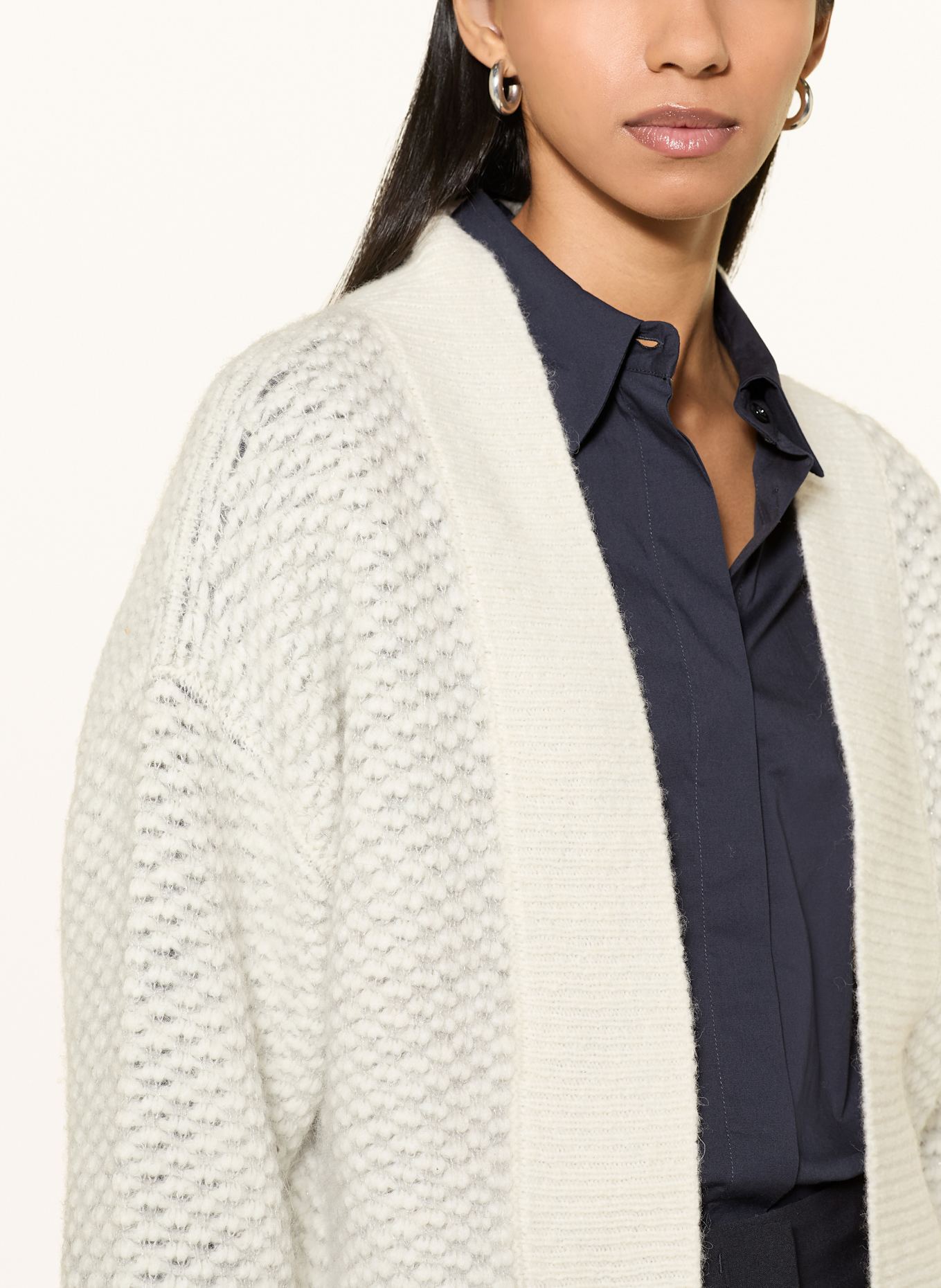 PESERICO Strickhülle mit Alpaka und Glitzergarn: ECRU / HELLGRAU