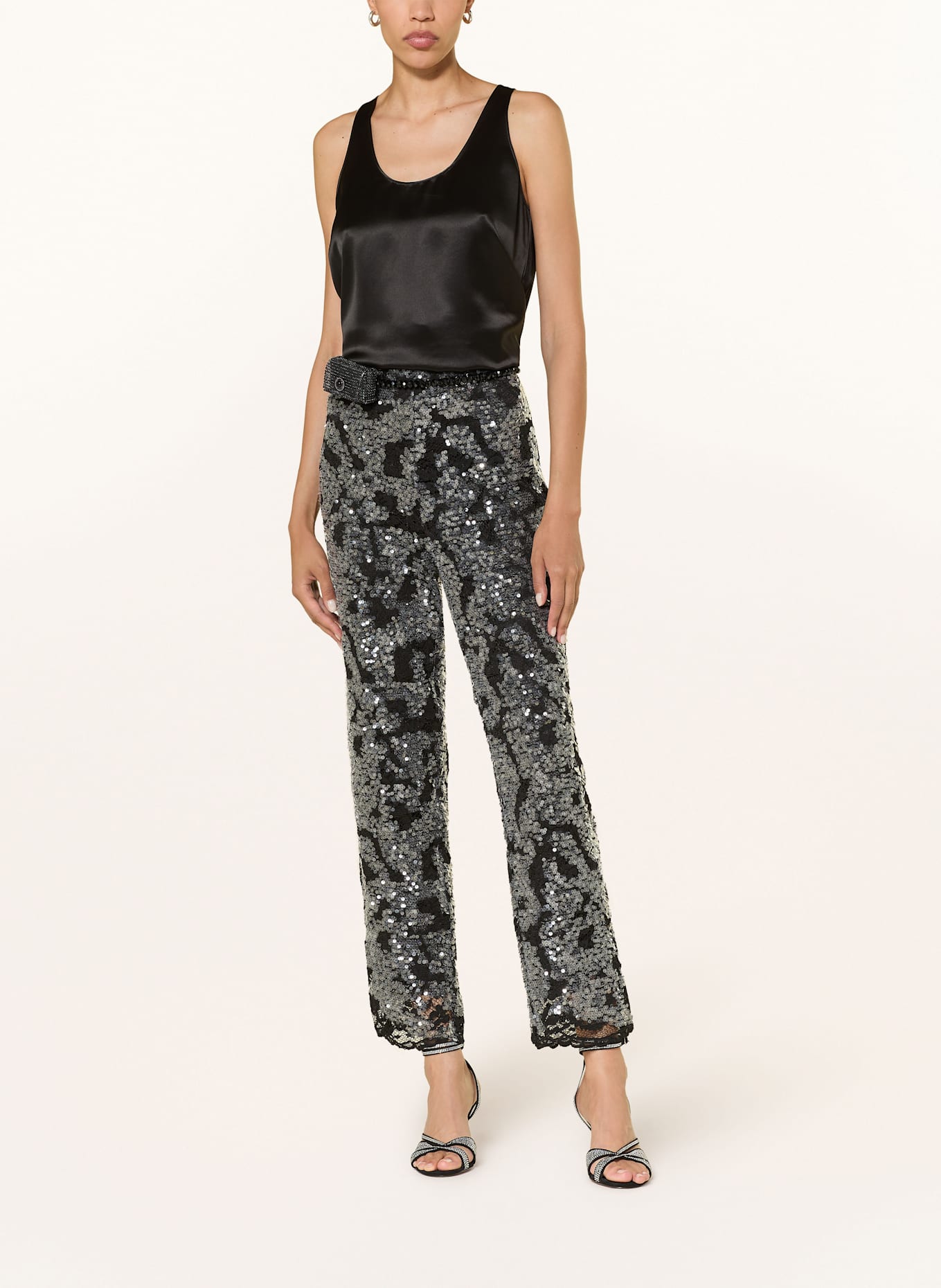 MARC CAIN Taillengürtel mit Schmucksteinen: SCHWARZ