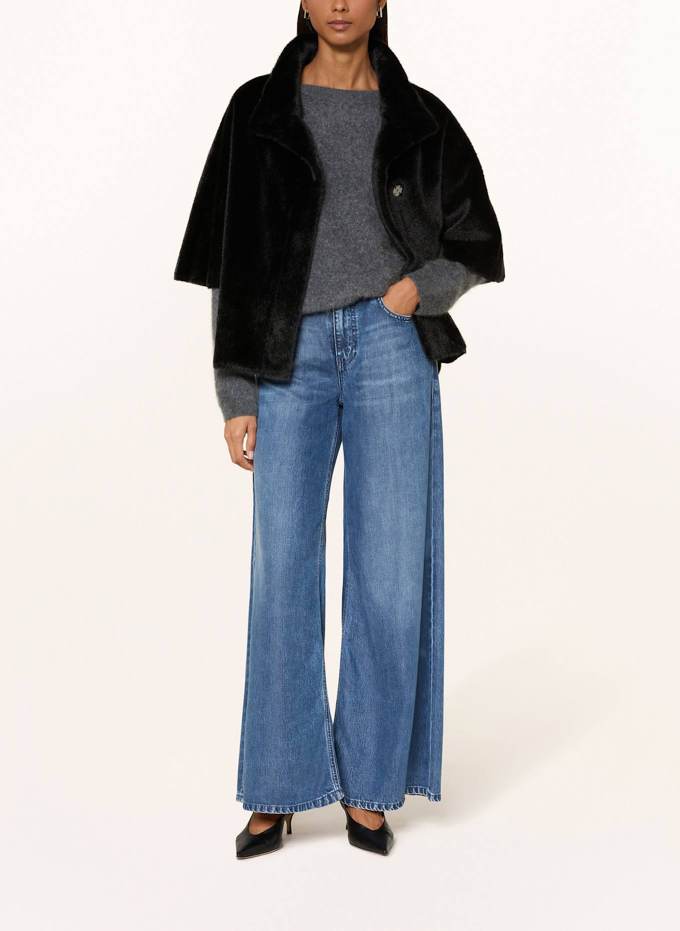 Joseph Ribkoff Kunstfell-Jacke: SCHWARZ