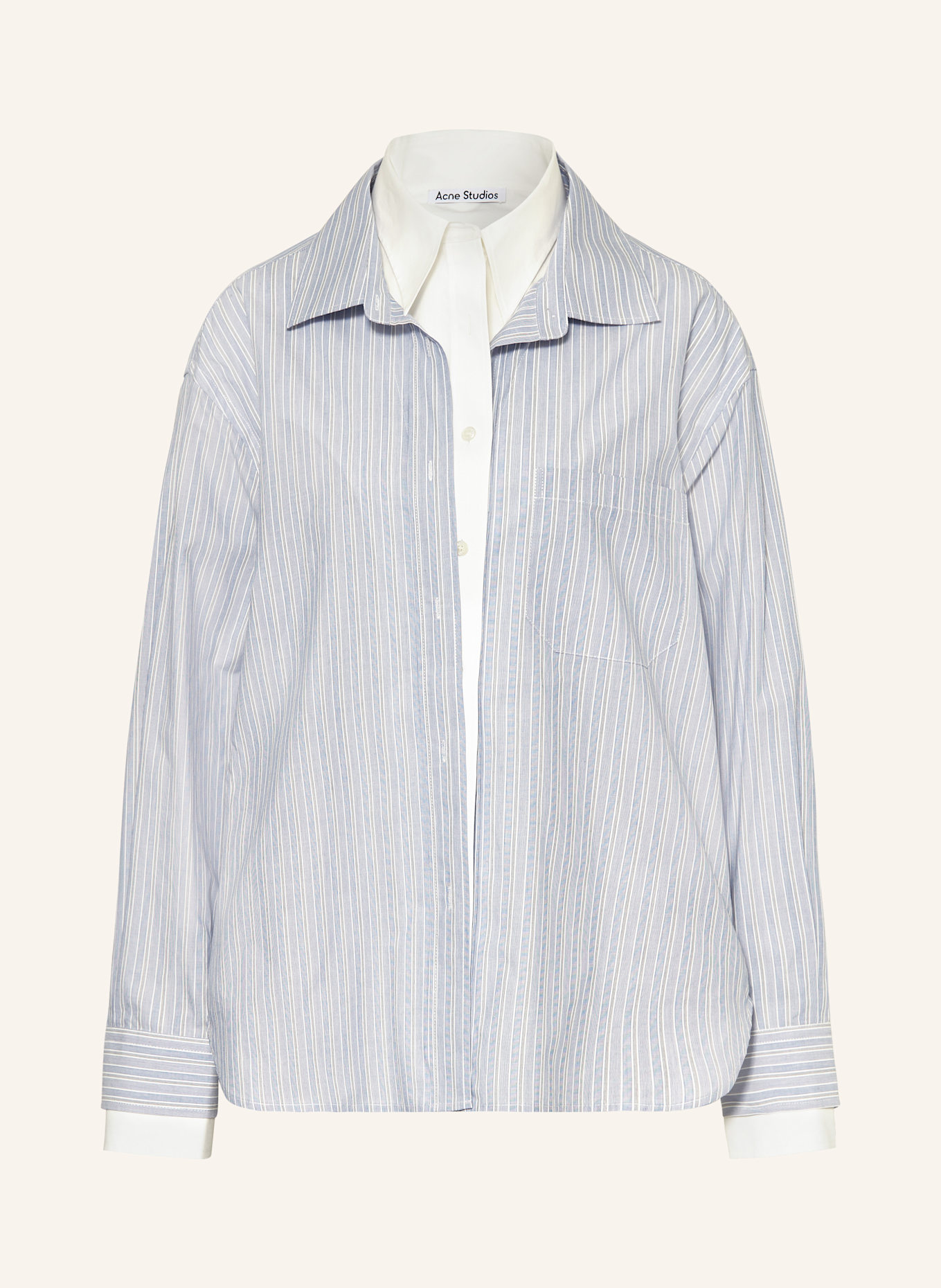 Acne Studios Hemdbluse: BLAU / WEISS / GRÜN