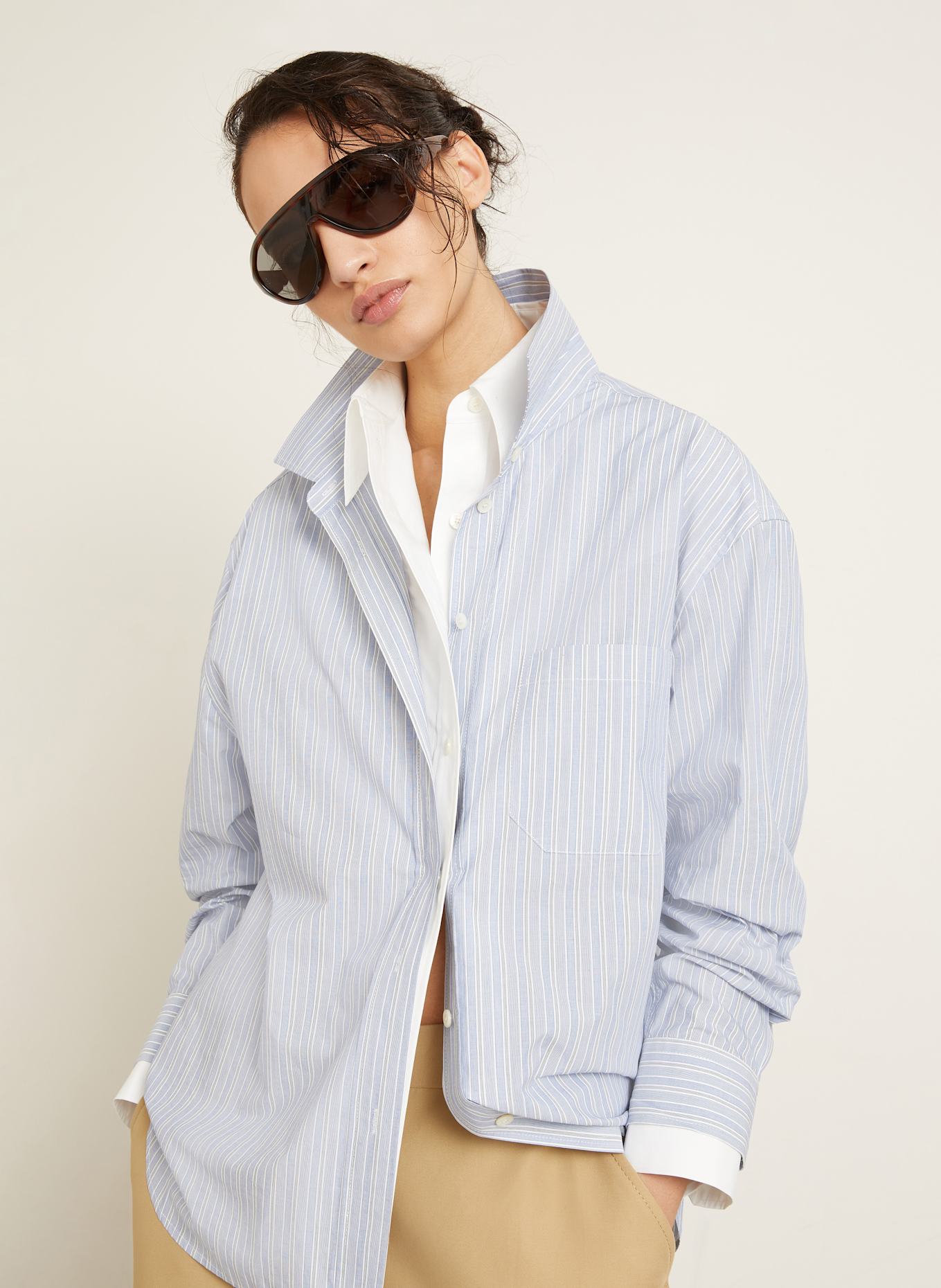 Acne Studios Hemdbluse: BLAU / WEISS / GRÜN