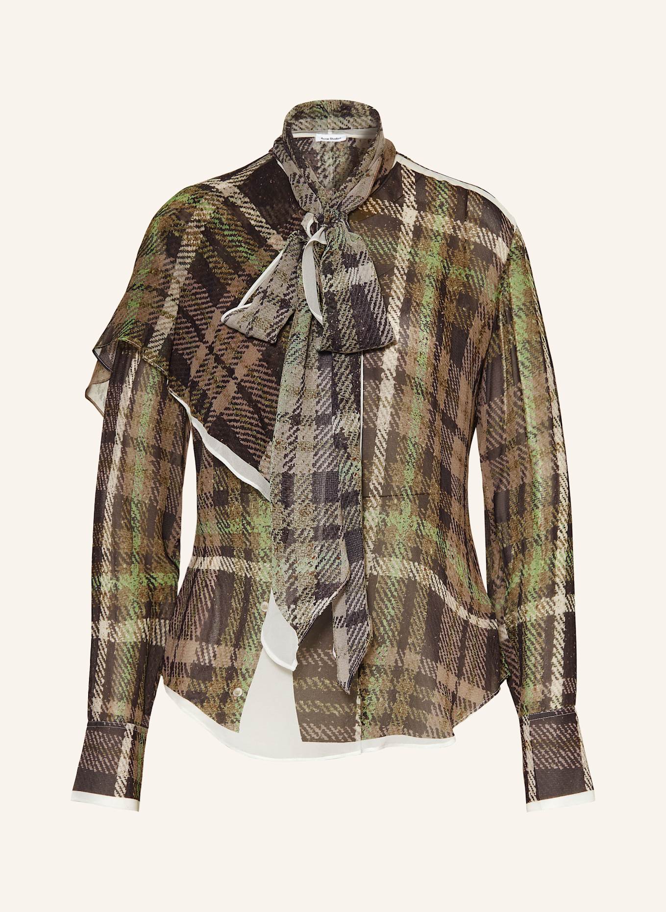 Acne Studios Bluzka z jedwabiu: BRĄZOWY / ZIELONY / CIEMNOBRĄZOWY