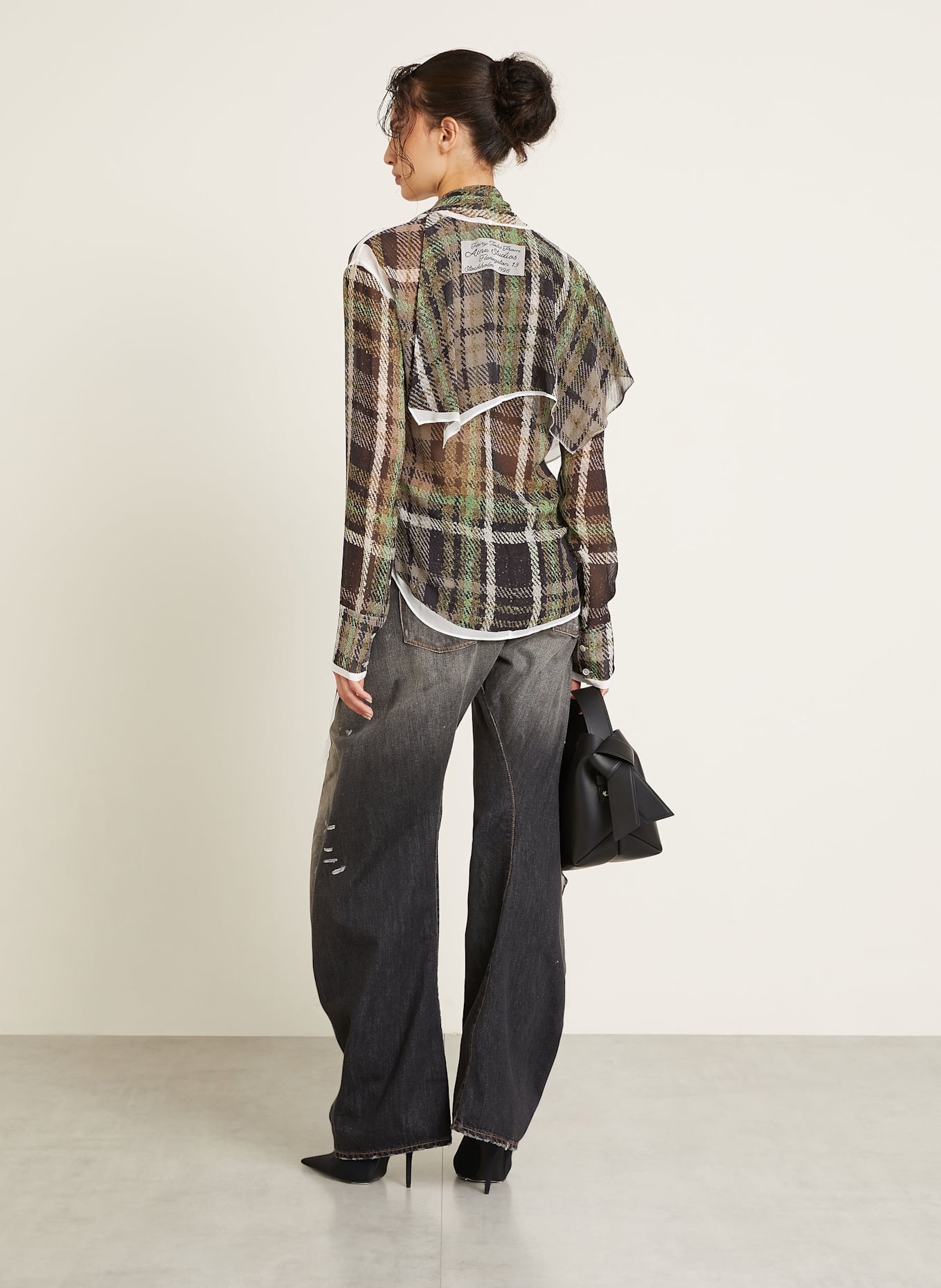 Acne Studios Bluzka z jedwabiu: BRĄZOWY / ZIELONY / CIEMNOBRĄZOWY