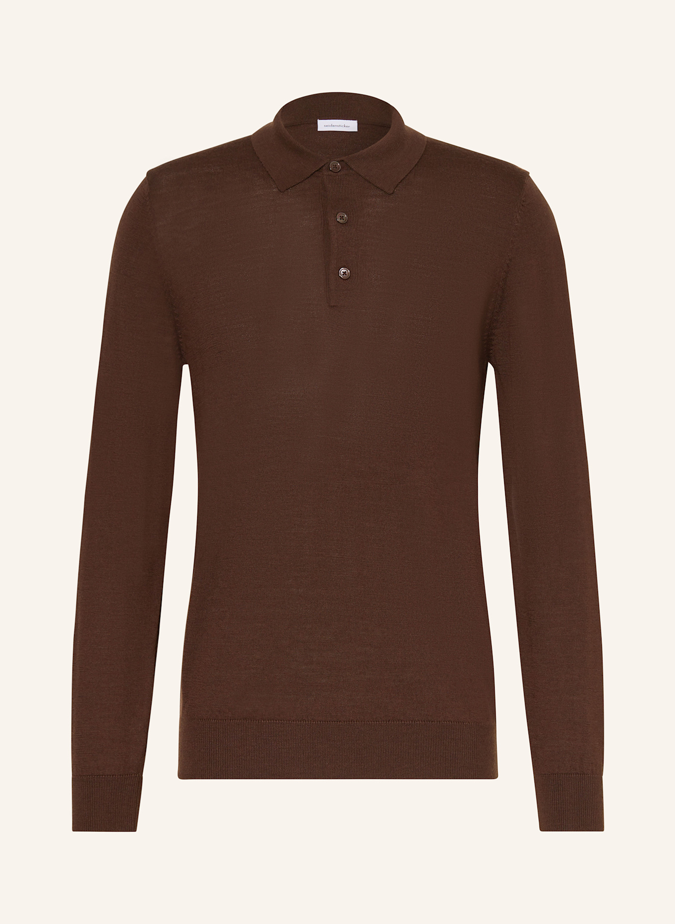 seidensticker Strick-Poloshirt aus Merinowolle: DUNKELBRAUN