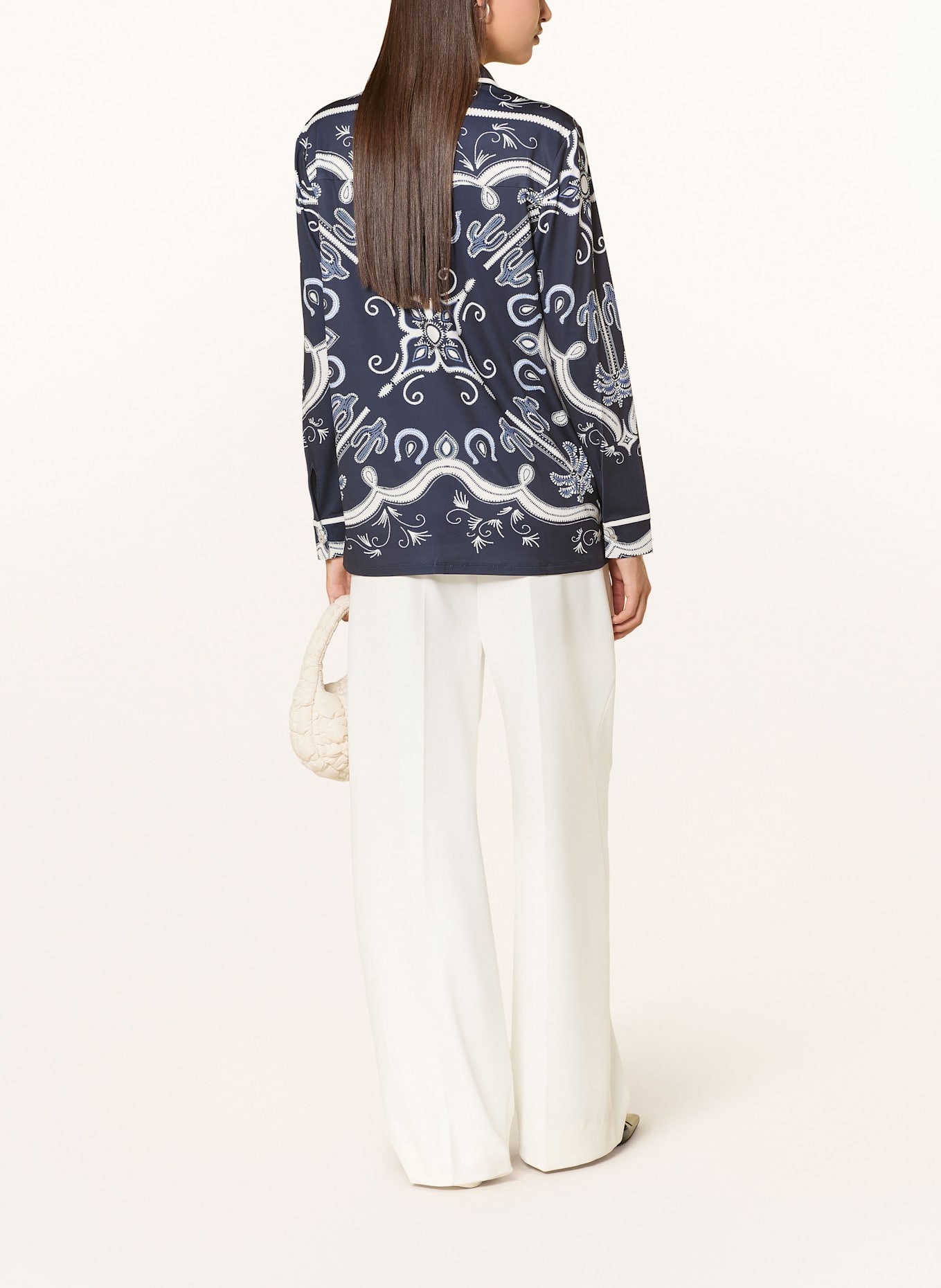 oui Hemdbluse aus Jersey: DUNKELBLAU / BLAU / WEISS