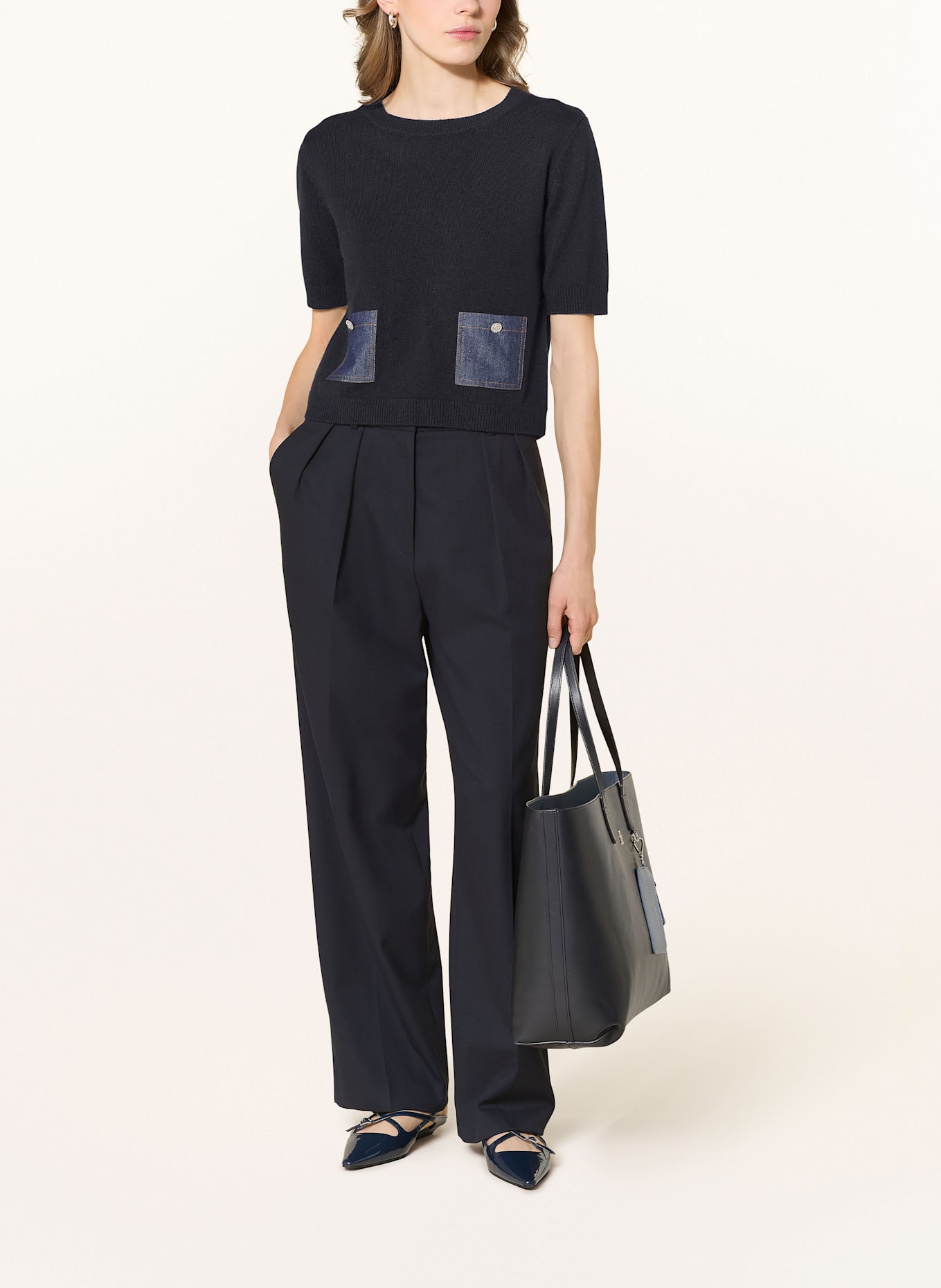 oui Strickshirt: DUNKELBLAU