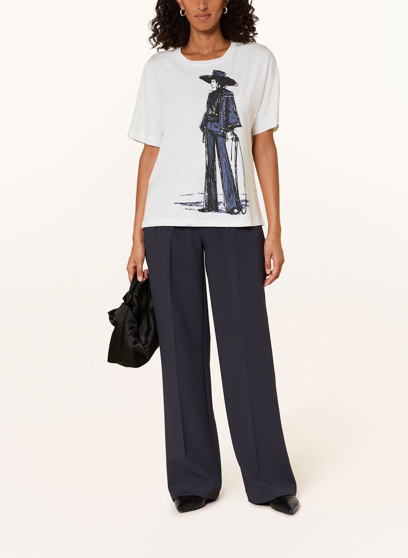 oui T-Shirt mit Schmucksteinen: ECRU