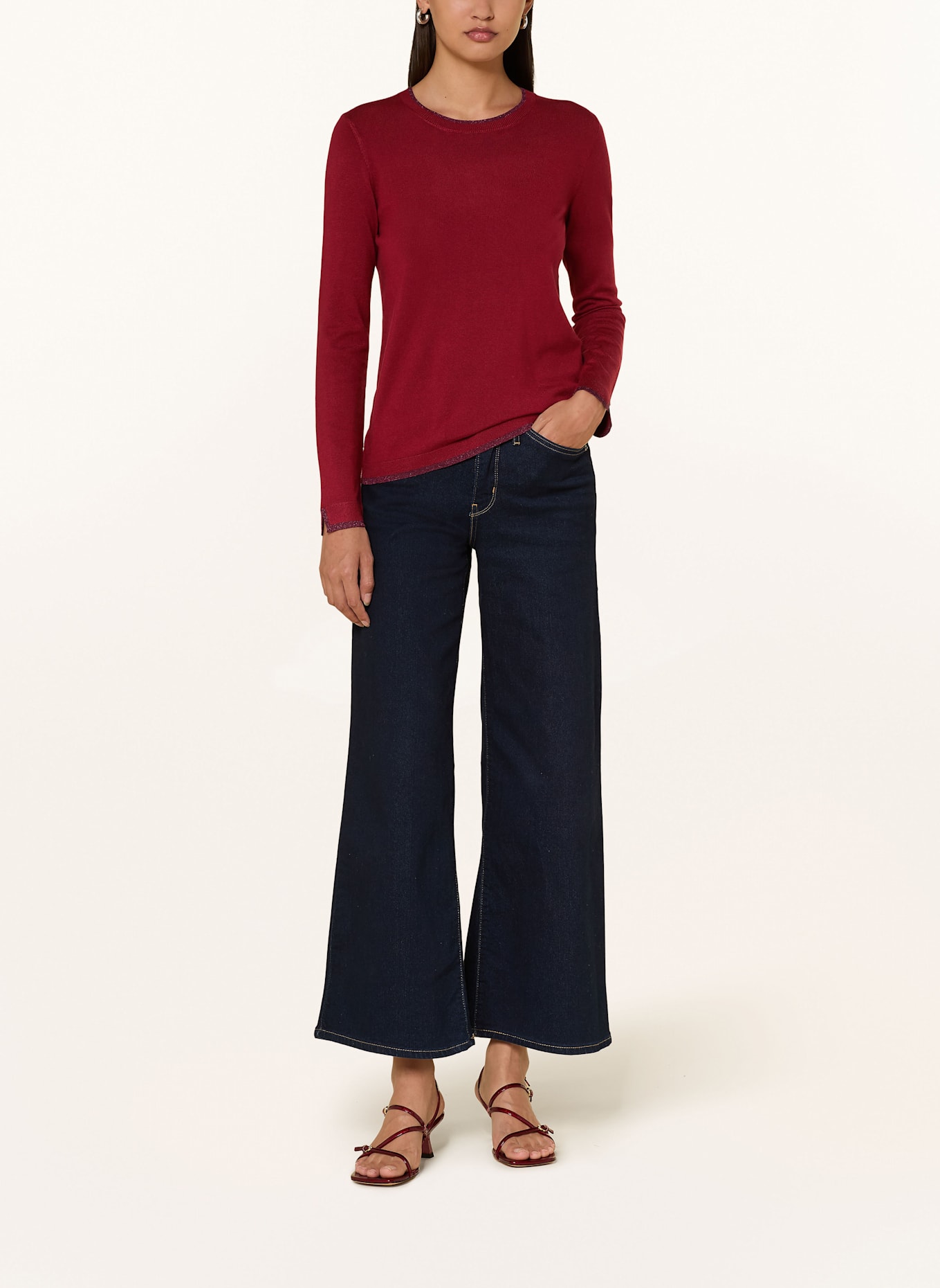 LIU JO Pullover mit Glitzergarn: DUNKELROT