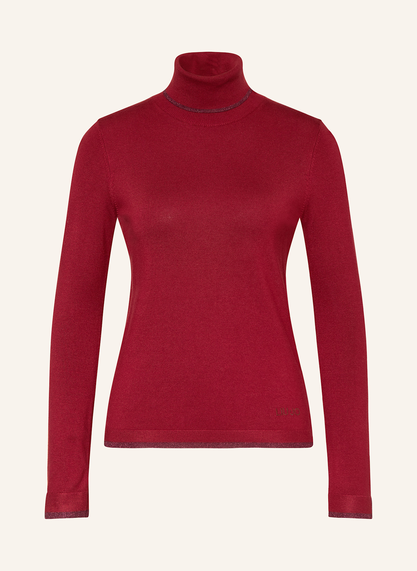 LIU JO Rollkragenpullover mit Glitzergarn: DUNKELROT