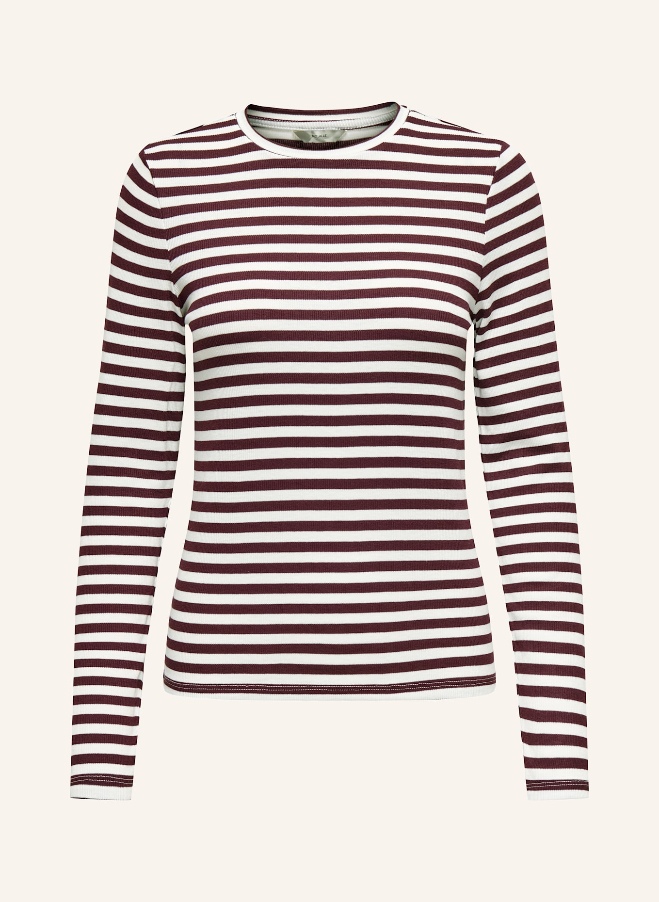 ONLY Koszulka z długim rękawem: CIEMNOCZERWONY / BIAŁY