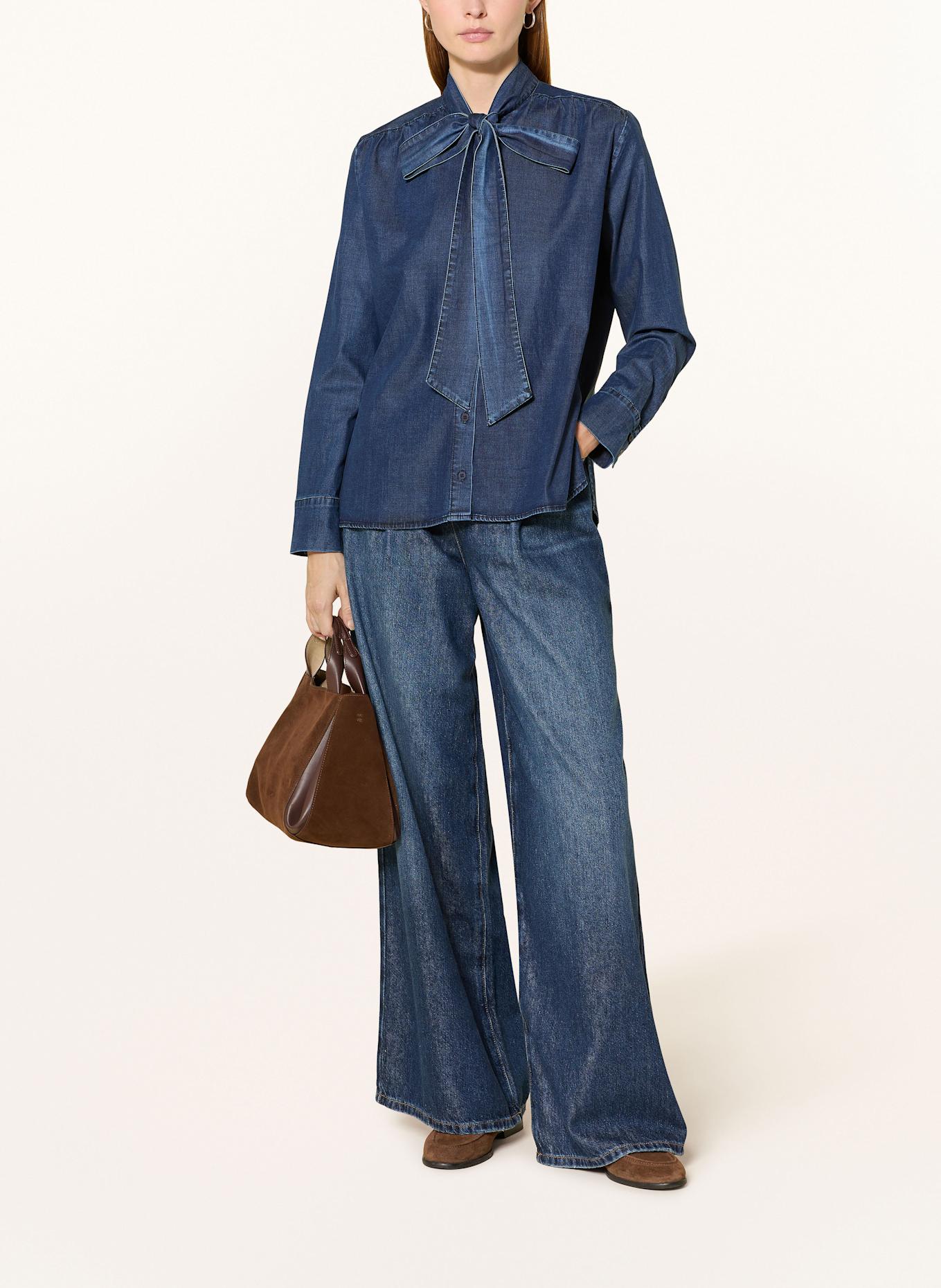 Smith & Soul Schluppenbluse in Jeansoptik: DUNKELBLAU