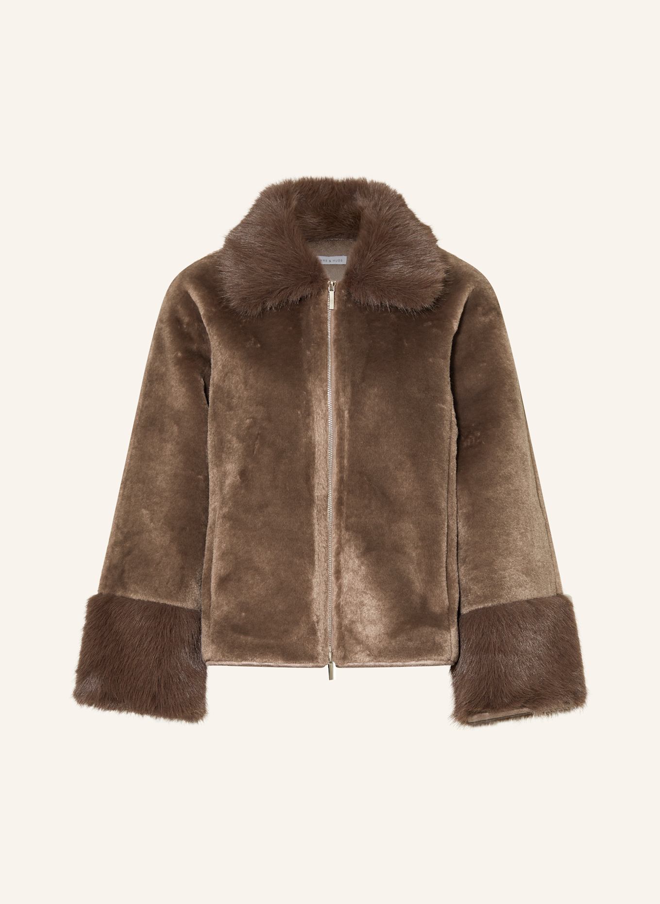 MRS & HUGS Kunstpelz-Jacke: BRAUN
