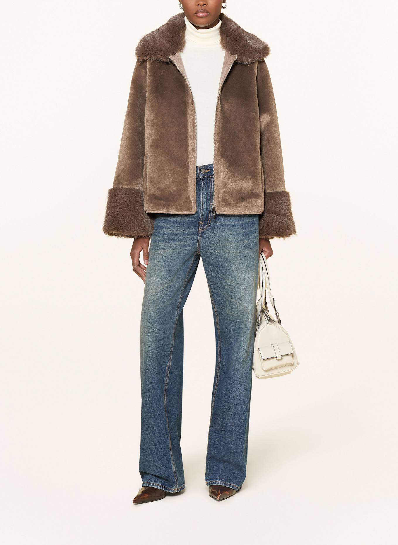 MRS & HUGS Kunstpelz-Jacke: BRAUN