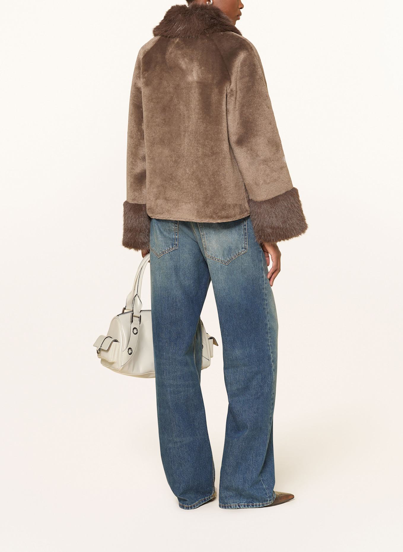 MRS & HUGS Kunstpelz-Jacke: BRAUN