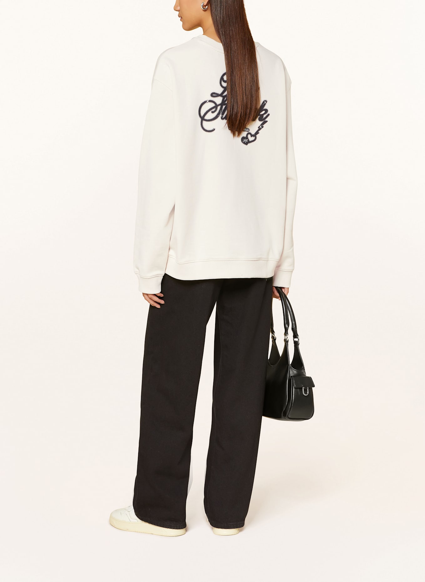 HUGO Oversized-Sweatshirt CREW: ECRU / SCHWARZ