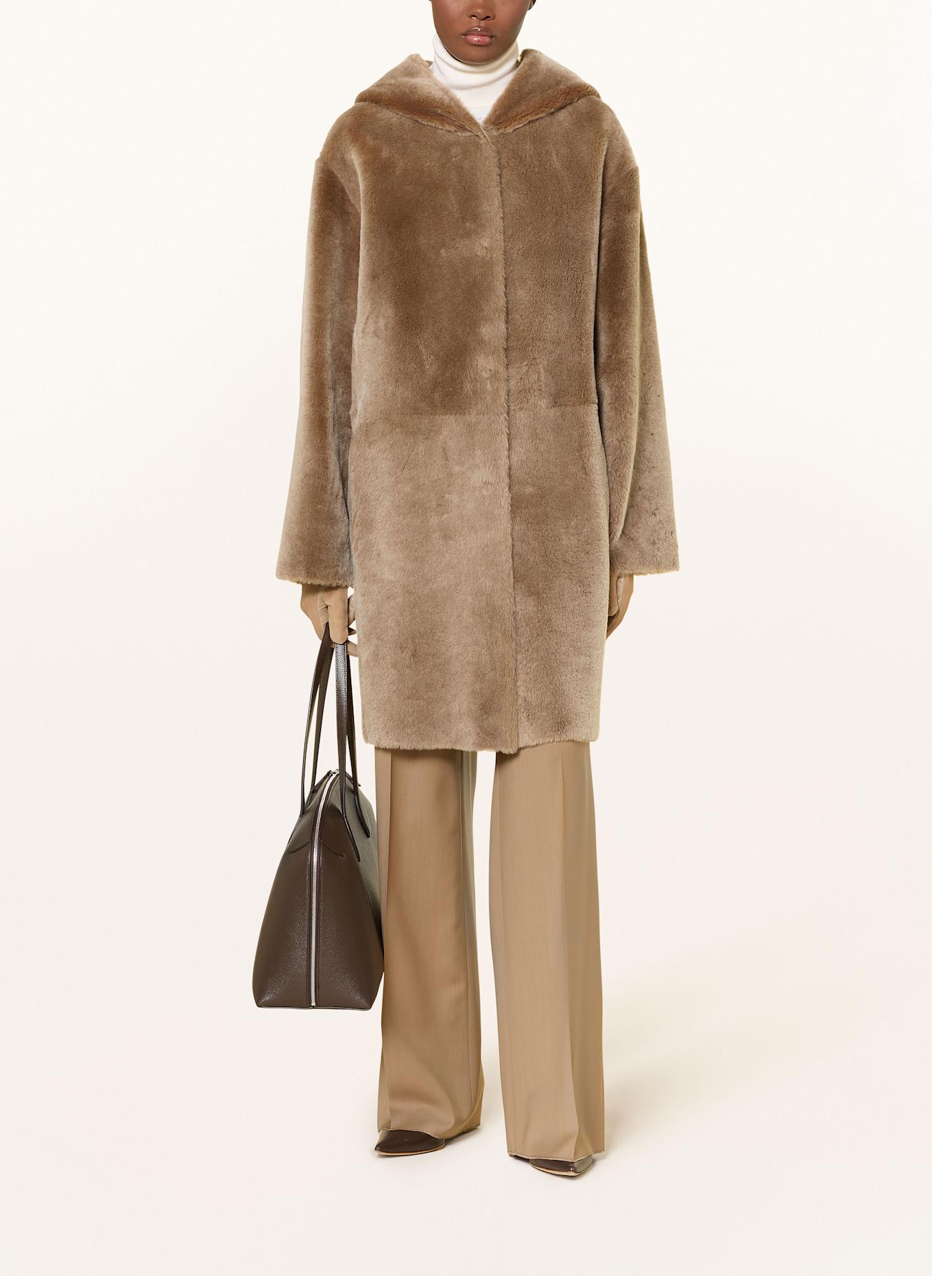 manzoni 24 Płaszcz skórzany dwustronny: JASNOBRĄZOWY