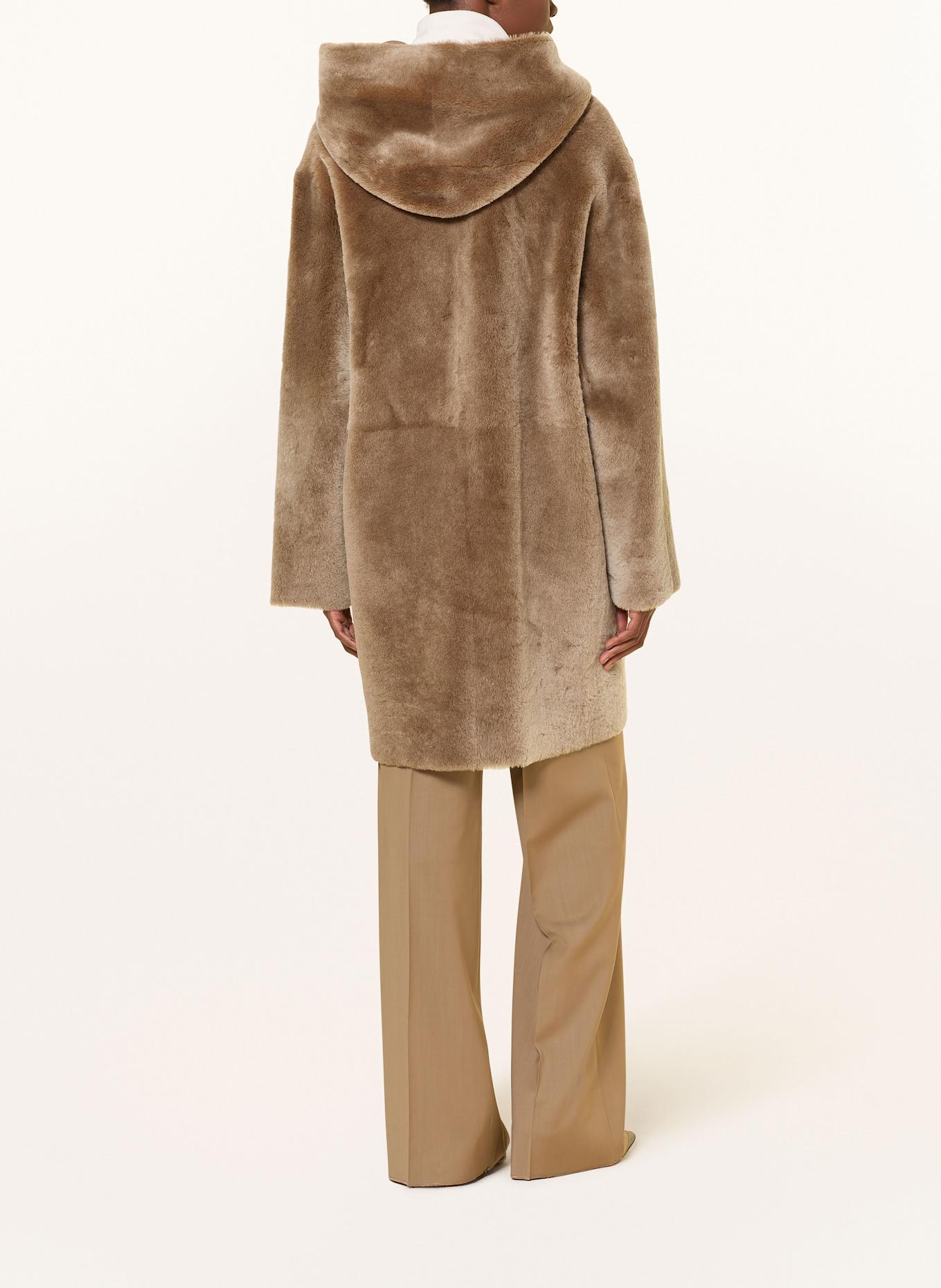 manzoni 24 Płaszcz skórzany dwustronny: JASNOBRĄZOWY