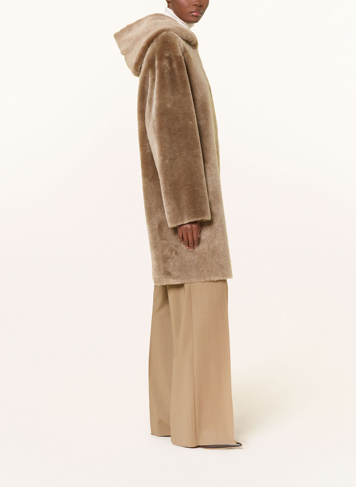 manzoni 24 Płaszcz skórzany dwustronny: JASNOBRĄZOWY