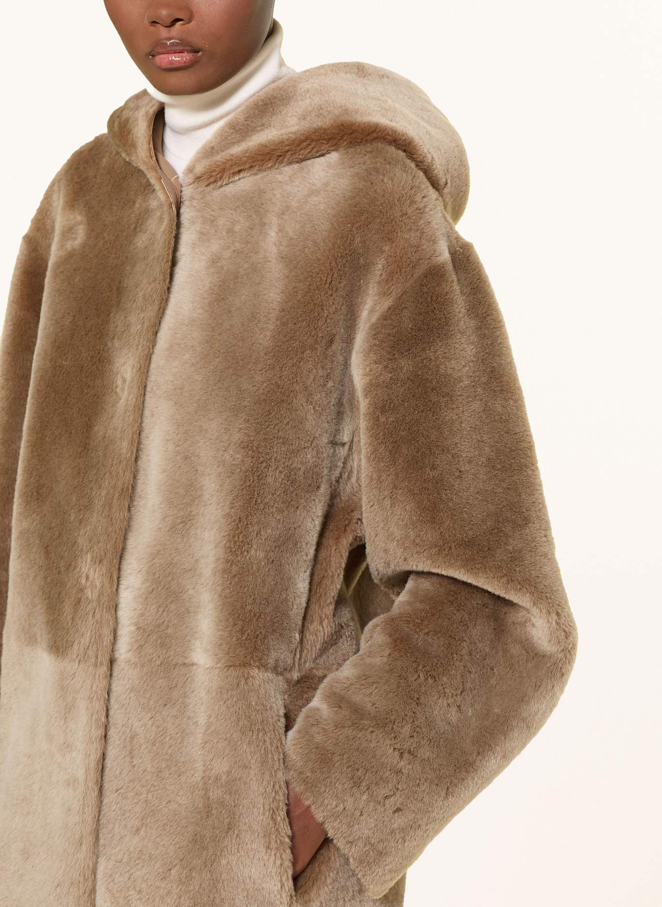 manzoni 24 Płaszcz skórzany dwustronny: JASNOBRĄZOWY