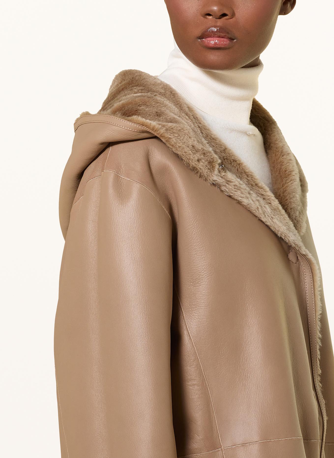 manzoni 24 Płaszcz skórzany dwustronny: JASNOBRĄZOWY