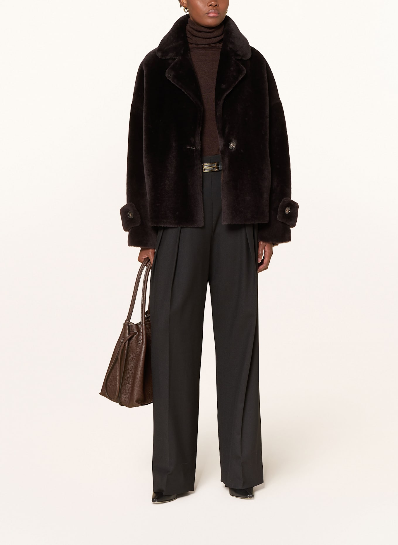 manzoni 24 Jacket made of merino wool: DARK BROWN