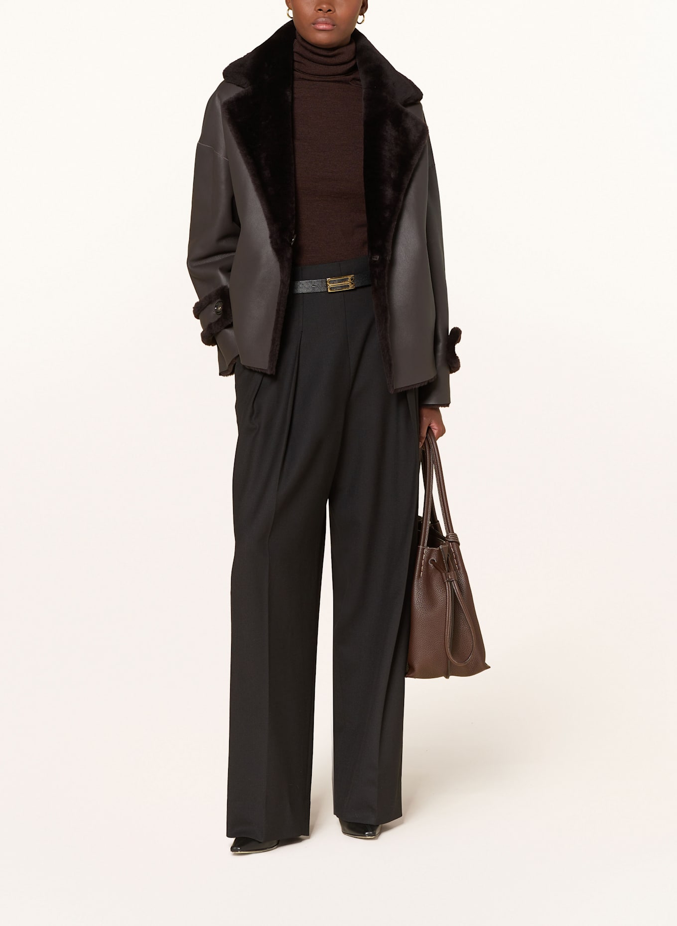 manzoni 24 Jacket made of merino wool: DARK BROWN