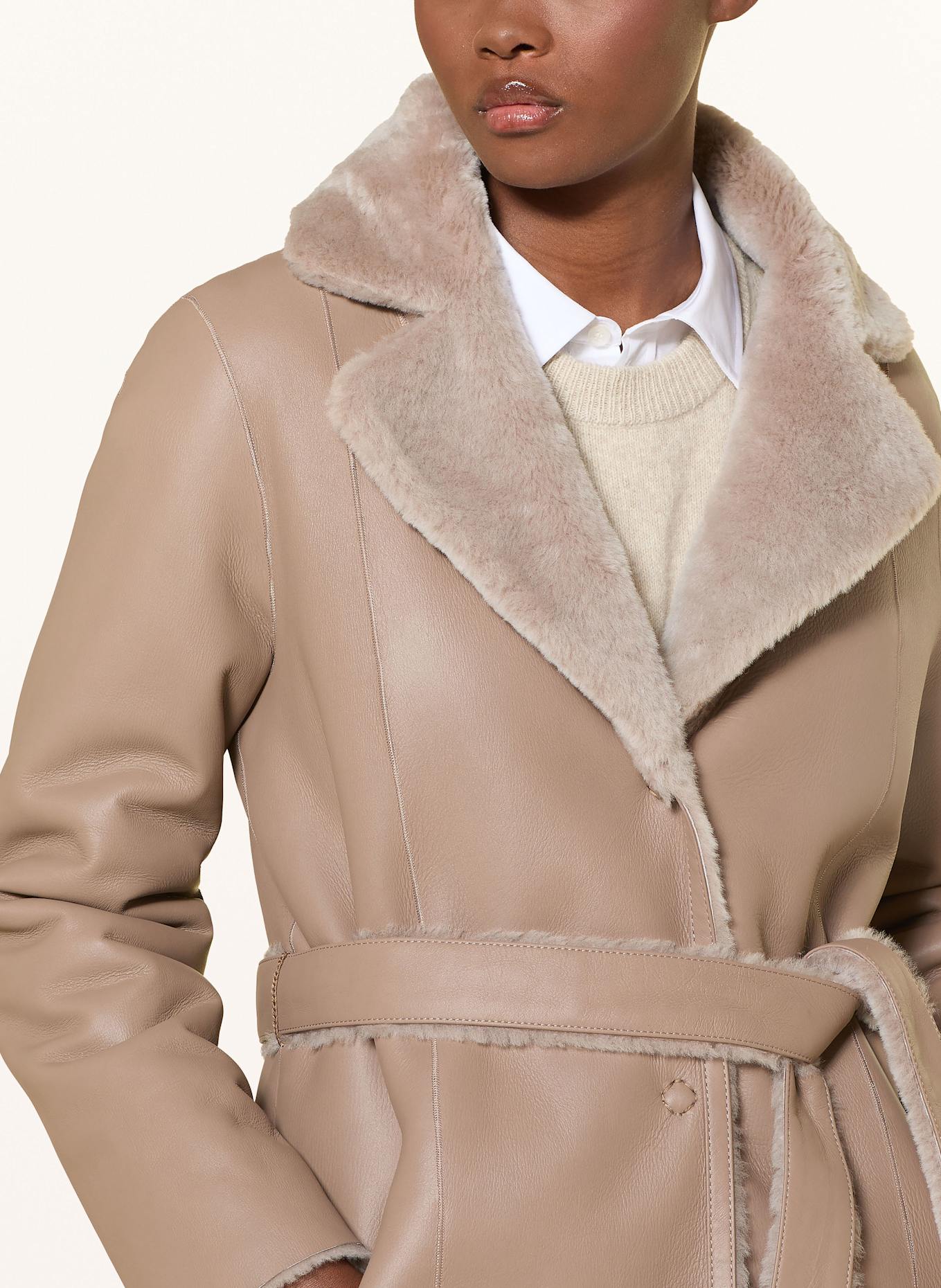 manzoni 24 Ledermantel zum Wenden: TAUPE