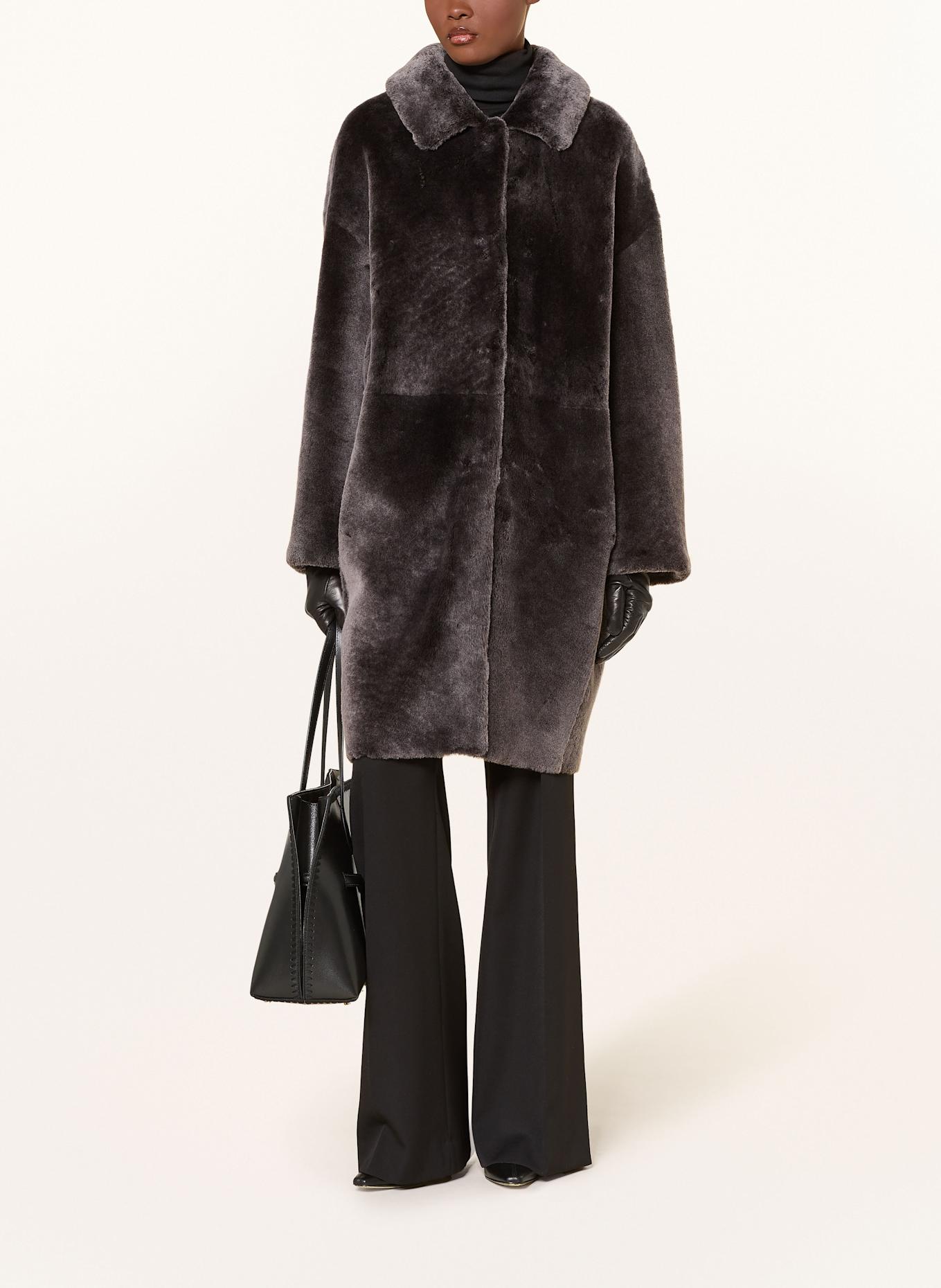 manzoni 24 Płaszcz skórzany dwustronny: SZARY