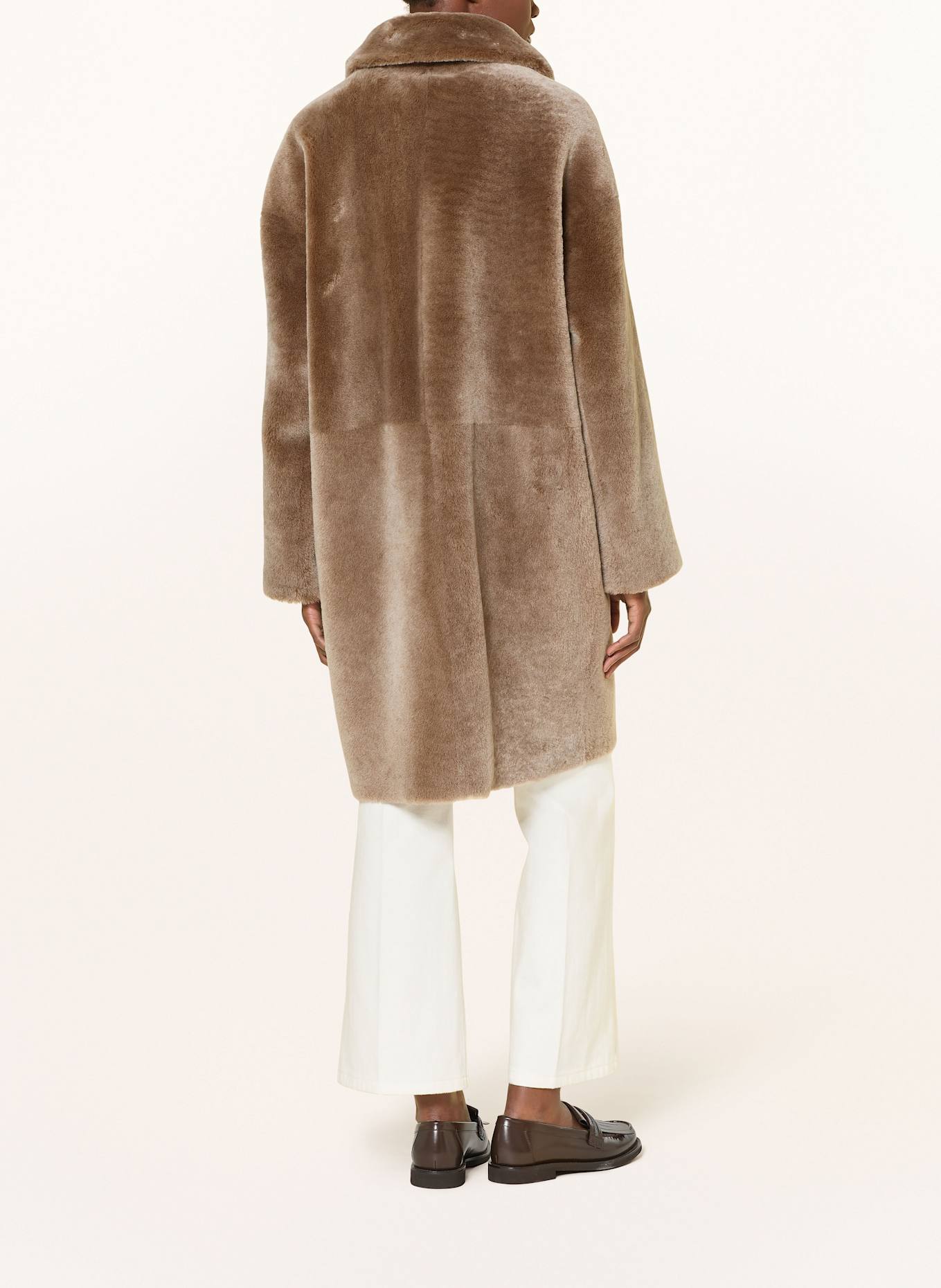 manzoni 24 Płaszcz skórzany dwustronny: CAMELOWY