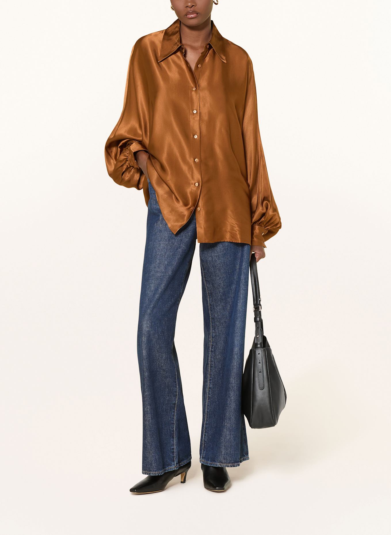 SoSUE Satinbluse ANTONIA: BRAUN