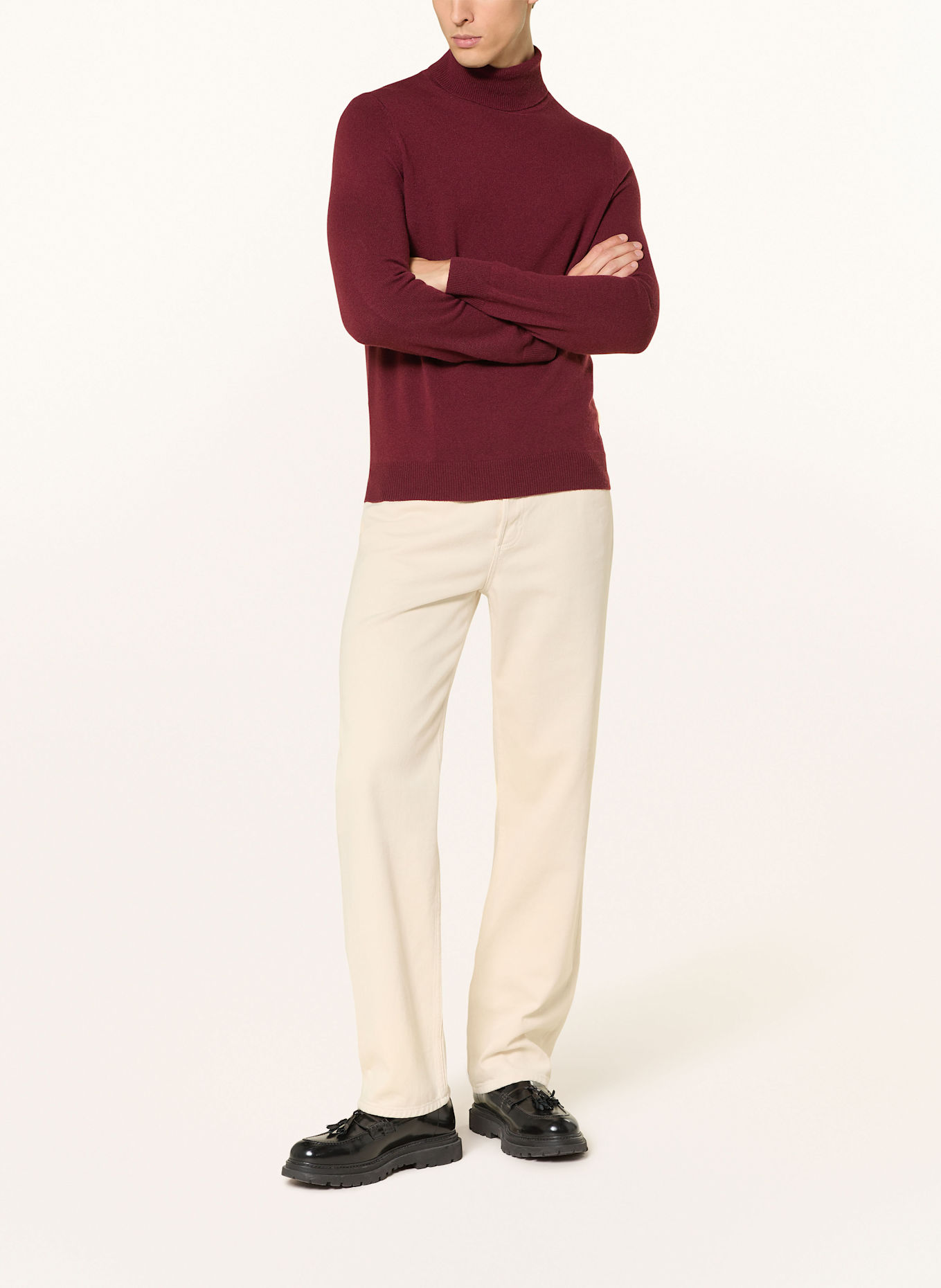 FTC CASHMERE Rollkragenpullover aus Cashmere: DUNKELROT