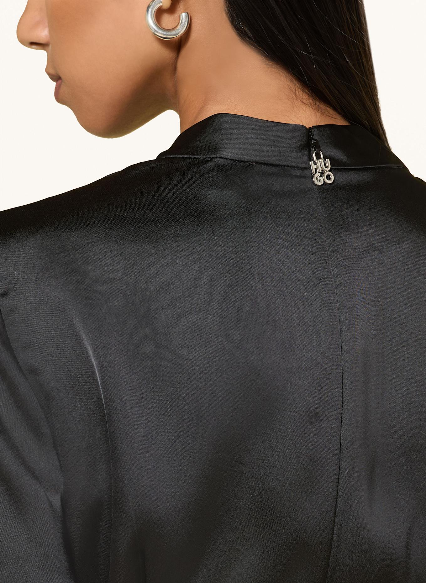 HUGO Satinkleid KALERINA: SCHWARZ