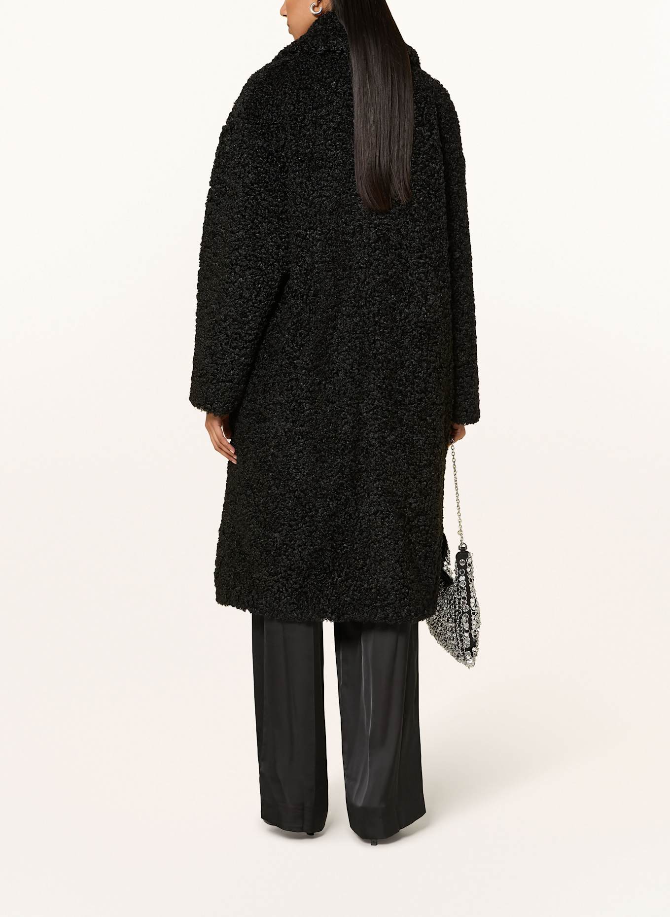 HUGO Teddyfell-Mantel MALITE: SCHWARZ