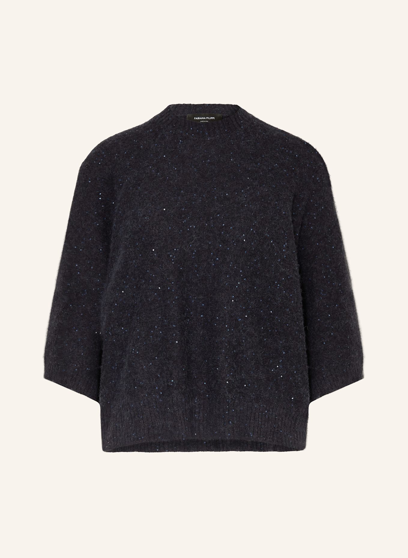 FABIANA FILIPPI Pullover mit 3/4-Arm und Pailletten: DUNKELBLAU