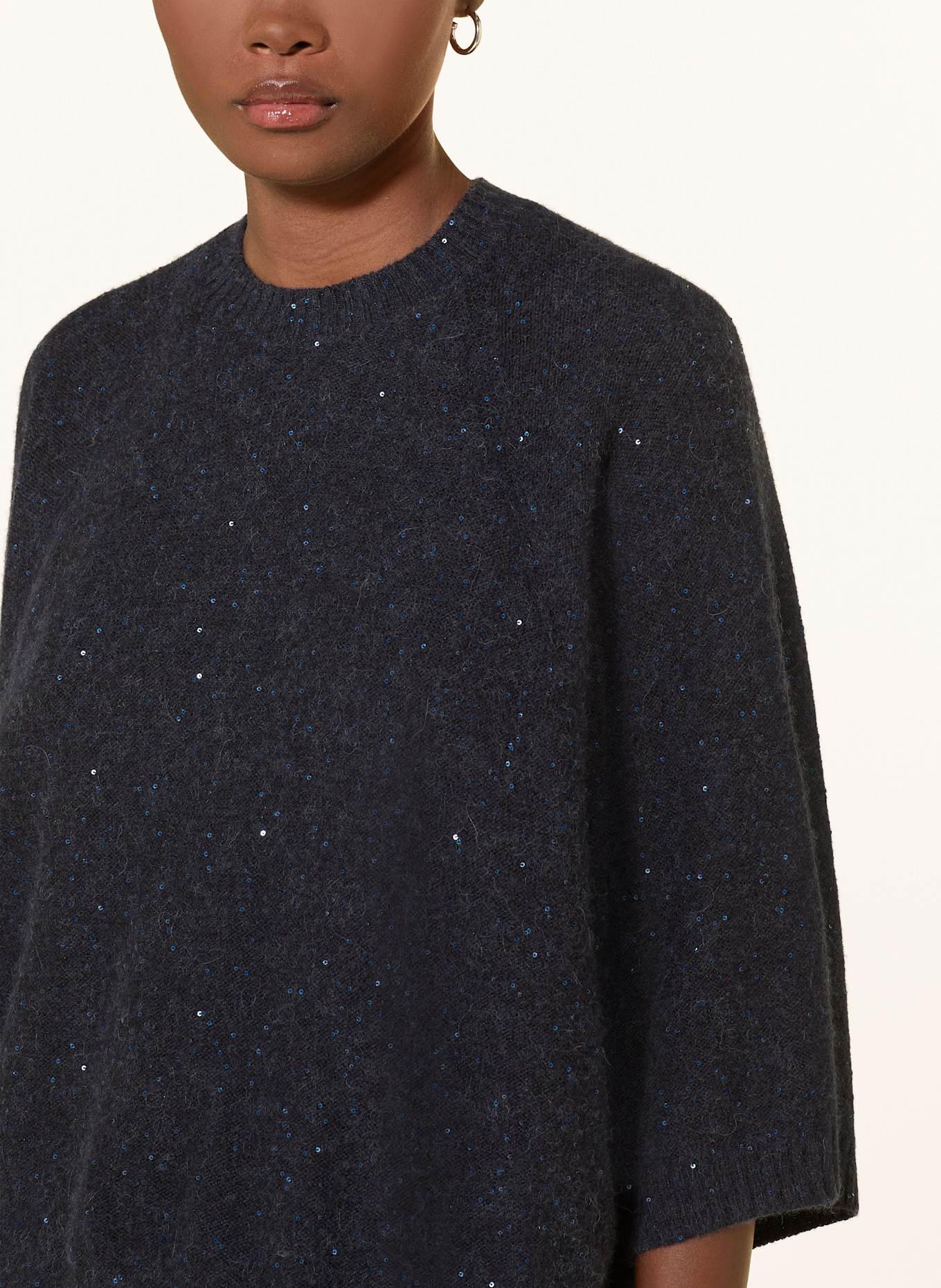 FABIANA FILIPPI Pullover mit 3/4-Arm und Pailletten: DUNKELBLAU