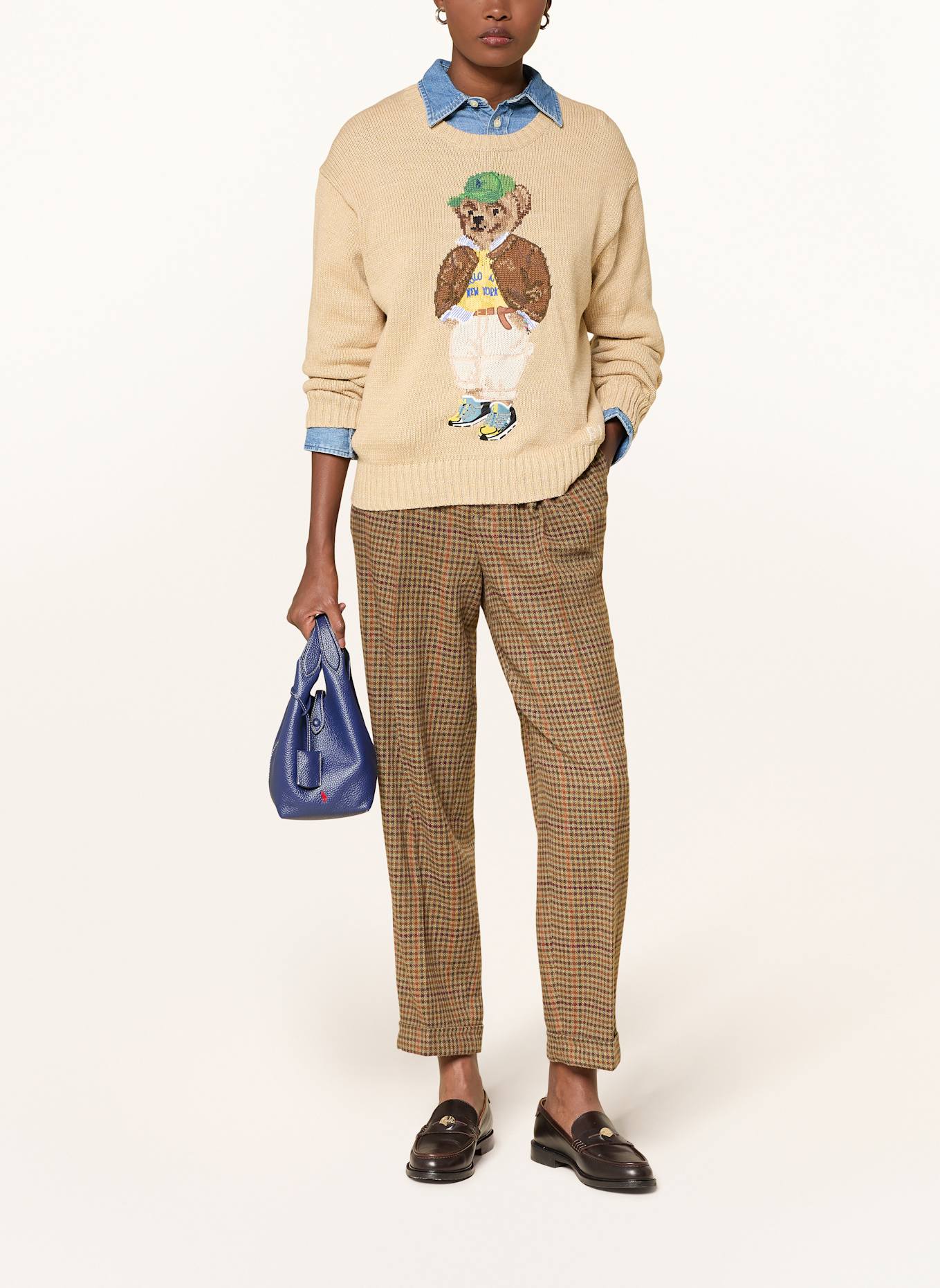 POLO RALPH LAUREN Chino aus Merinowolle: OLIV / BRAUN / DUNKELROT