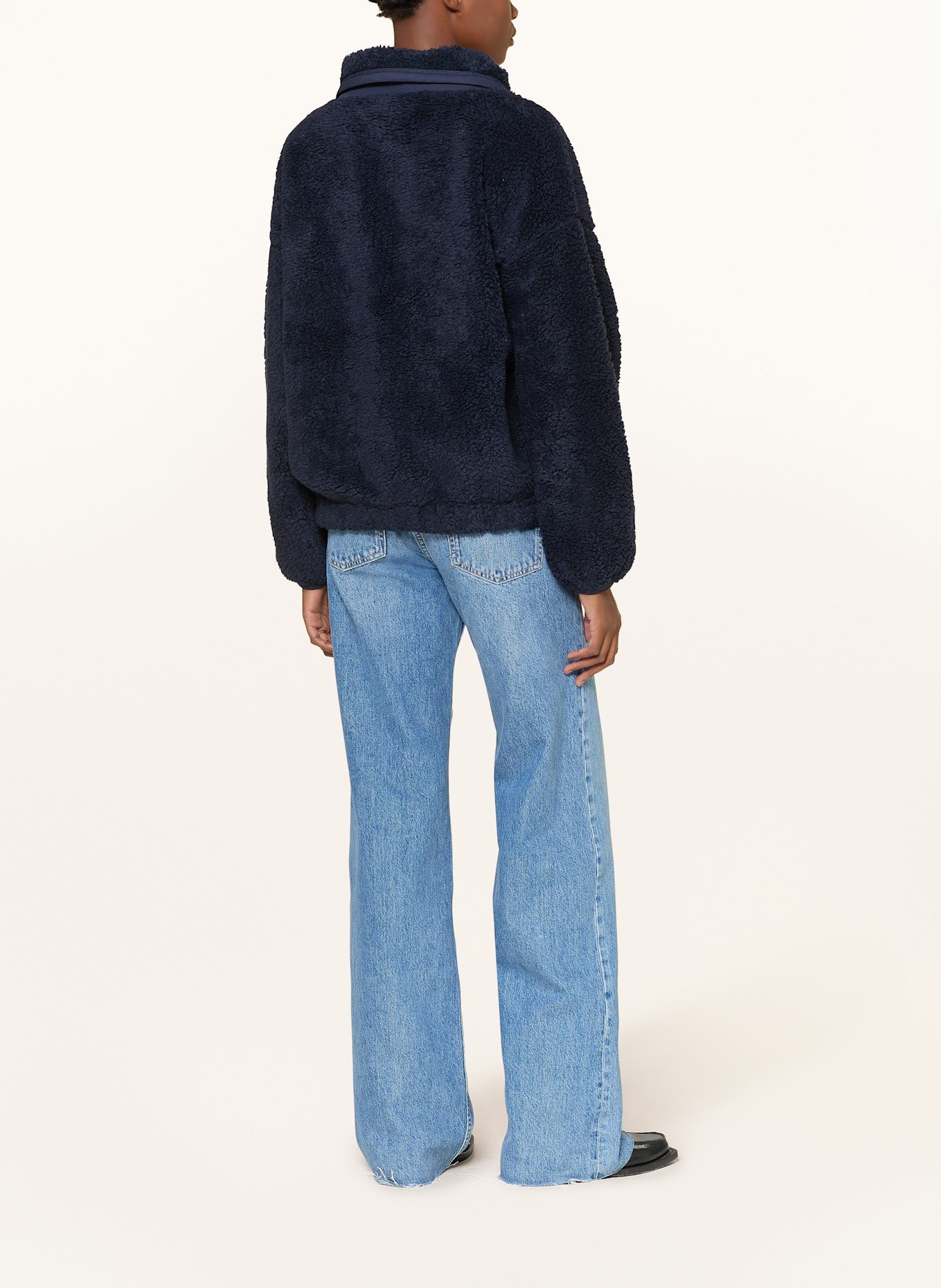 POLO RALPH LAUREN Teddyfell-Pullover im Materialmix: DUNKELBLAU