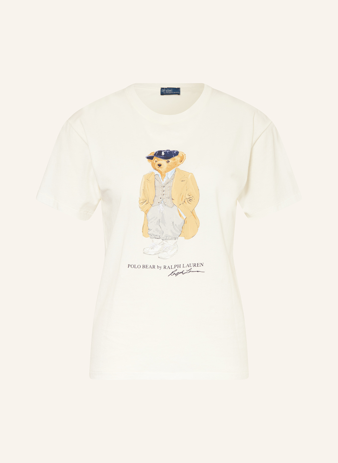 POLO RALPH LAUREN T-Shirt: WEISS / CAMEL / DUNKELBLAU