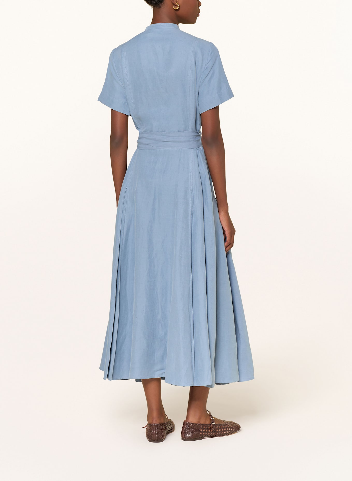 POLO RALPH LAUREN Kleid mit Seide und Leinen: HELLBLAU