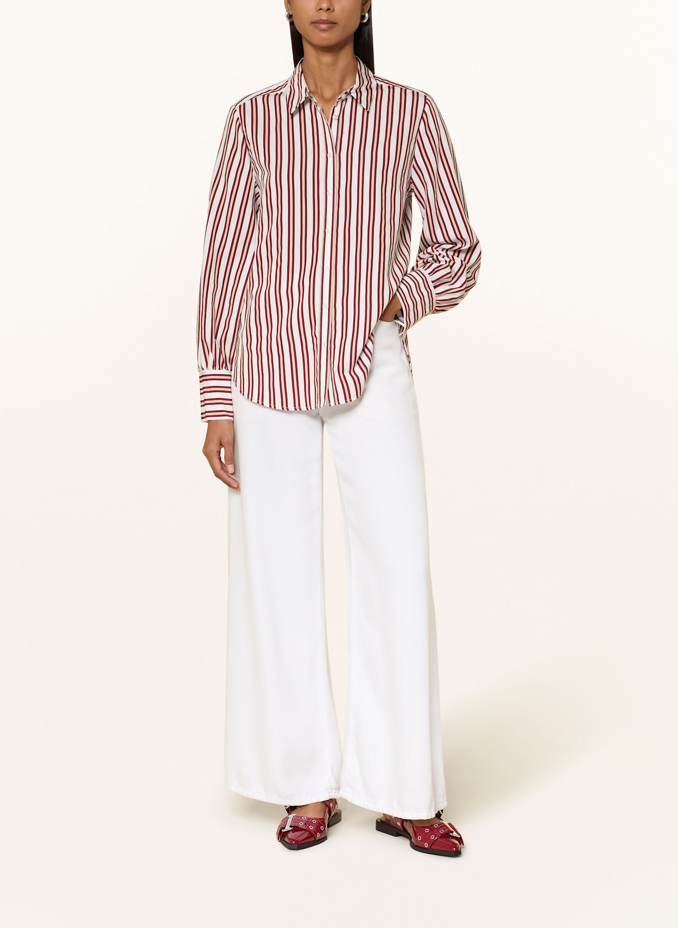 BRAX Hemdbluse VIC: WEISS / DUNKELROT / CREME