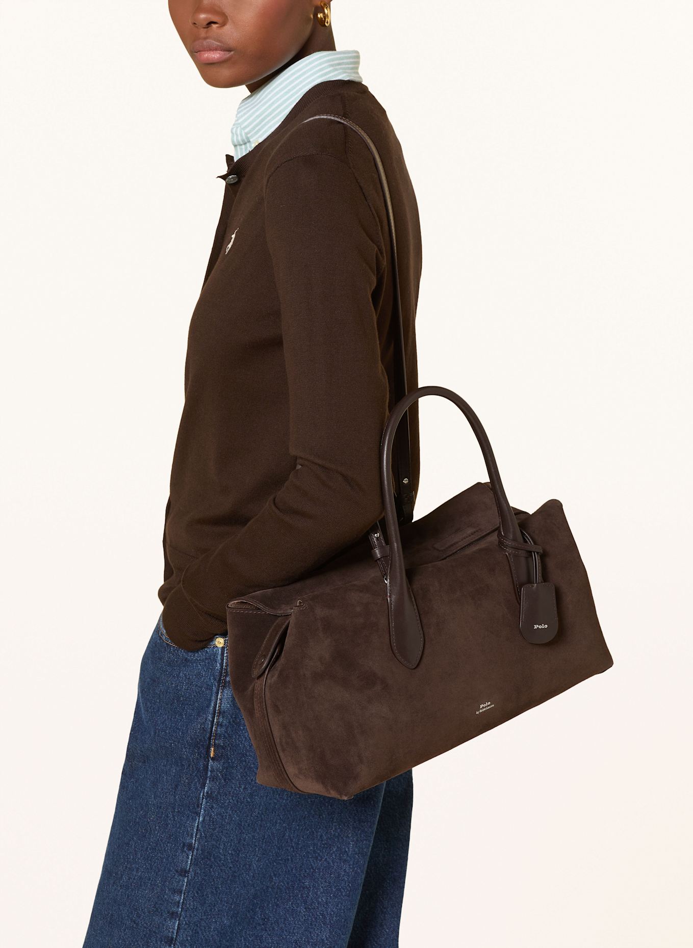 POLO RALPH LAUREN Torebka MEDIUM: CIEMNOBRĄZOWY