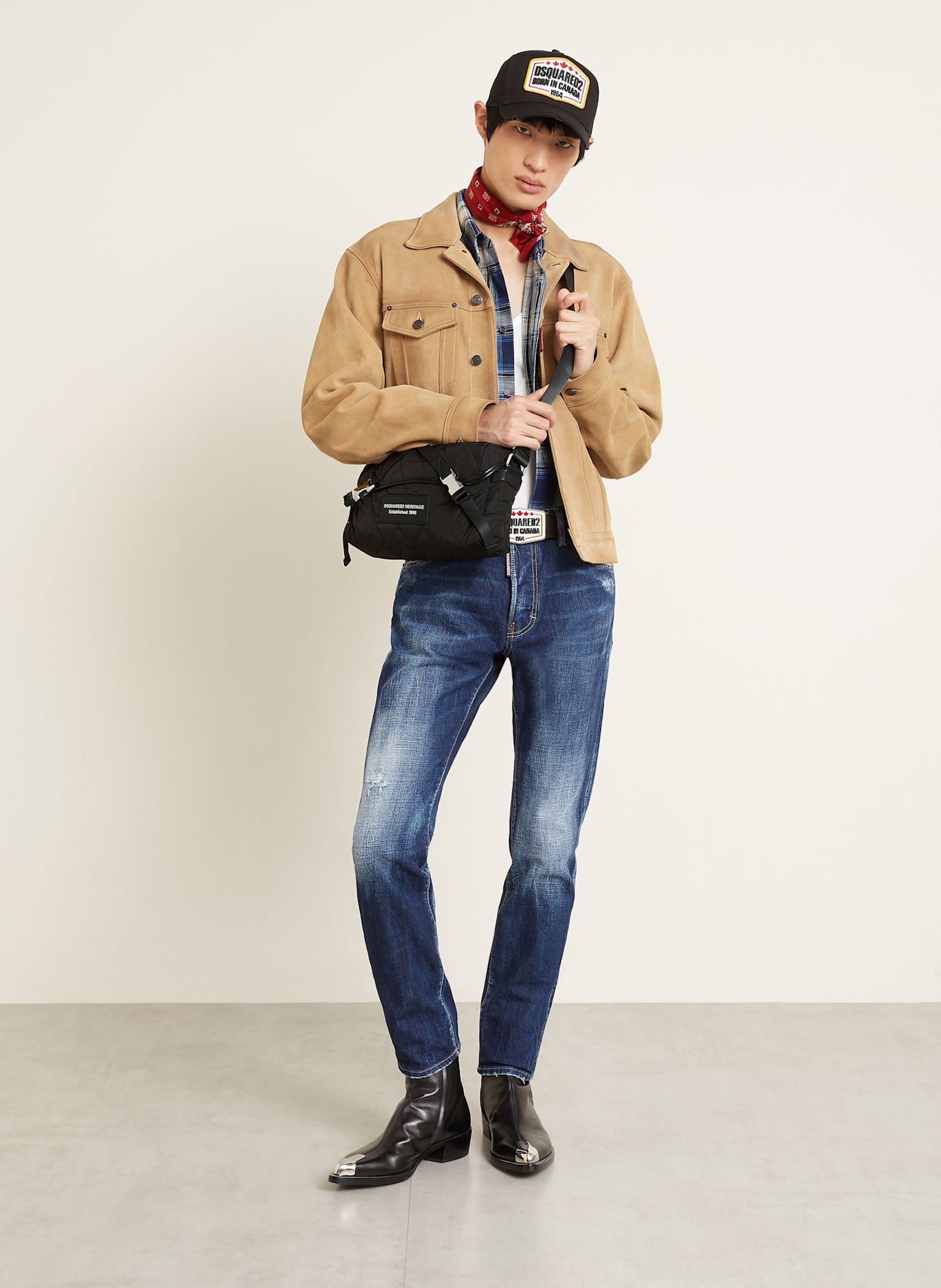 DSQUARED2 Taška přes rameno HERITAGE MESSENGER: ČERNÁ