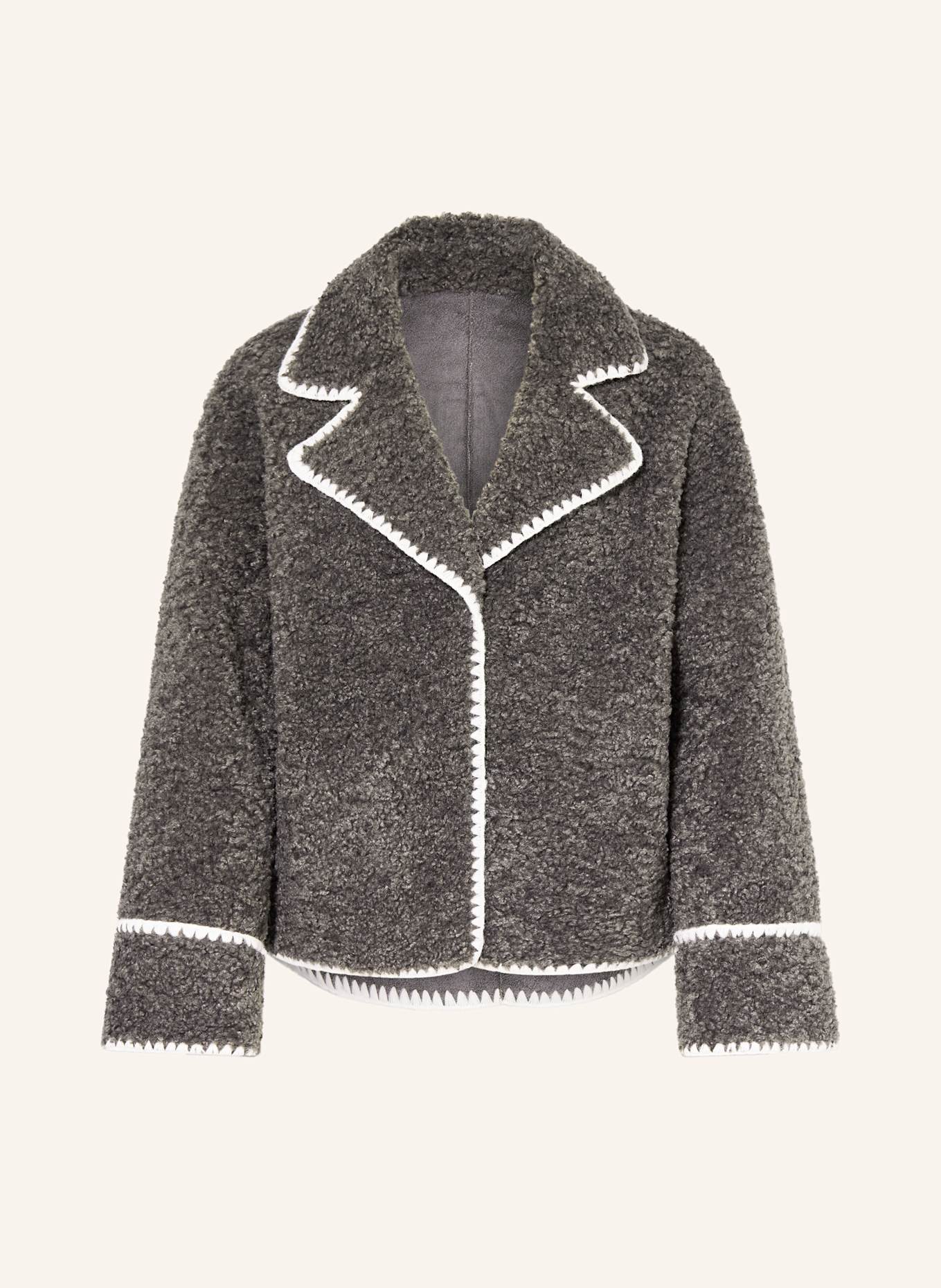 MRS & HUGS Teddyfell-Jacke: DUNKELGRAU