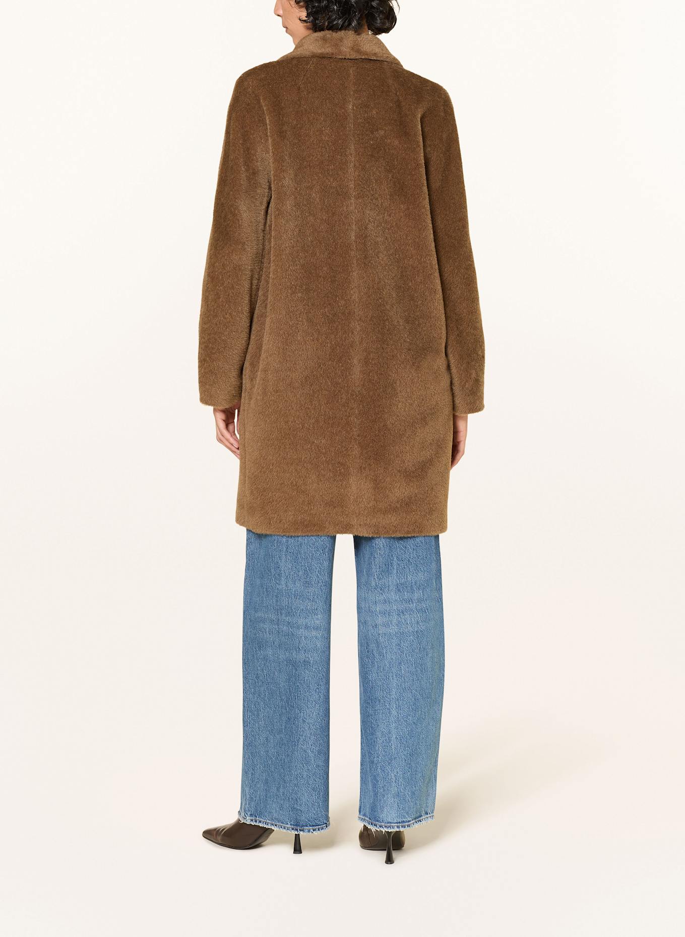 S Max Mara Kunstfell-Mantel ROSETO mit Alpaka: CAMEL