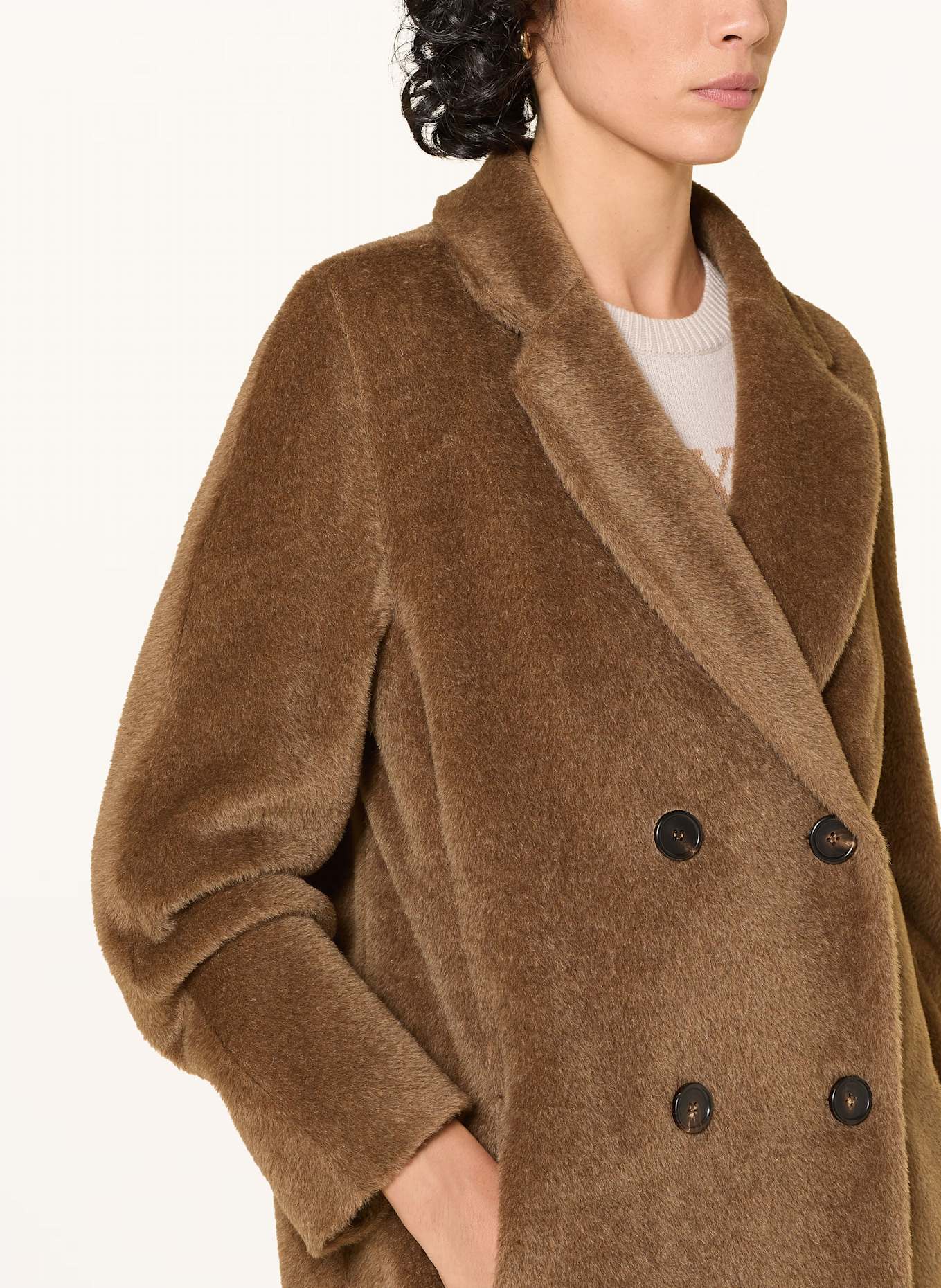 S Max Mara Kunstfell-Mantel ROSETO mit Alpaka: CAMEL