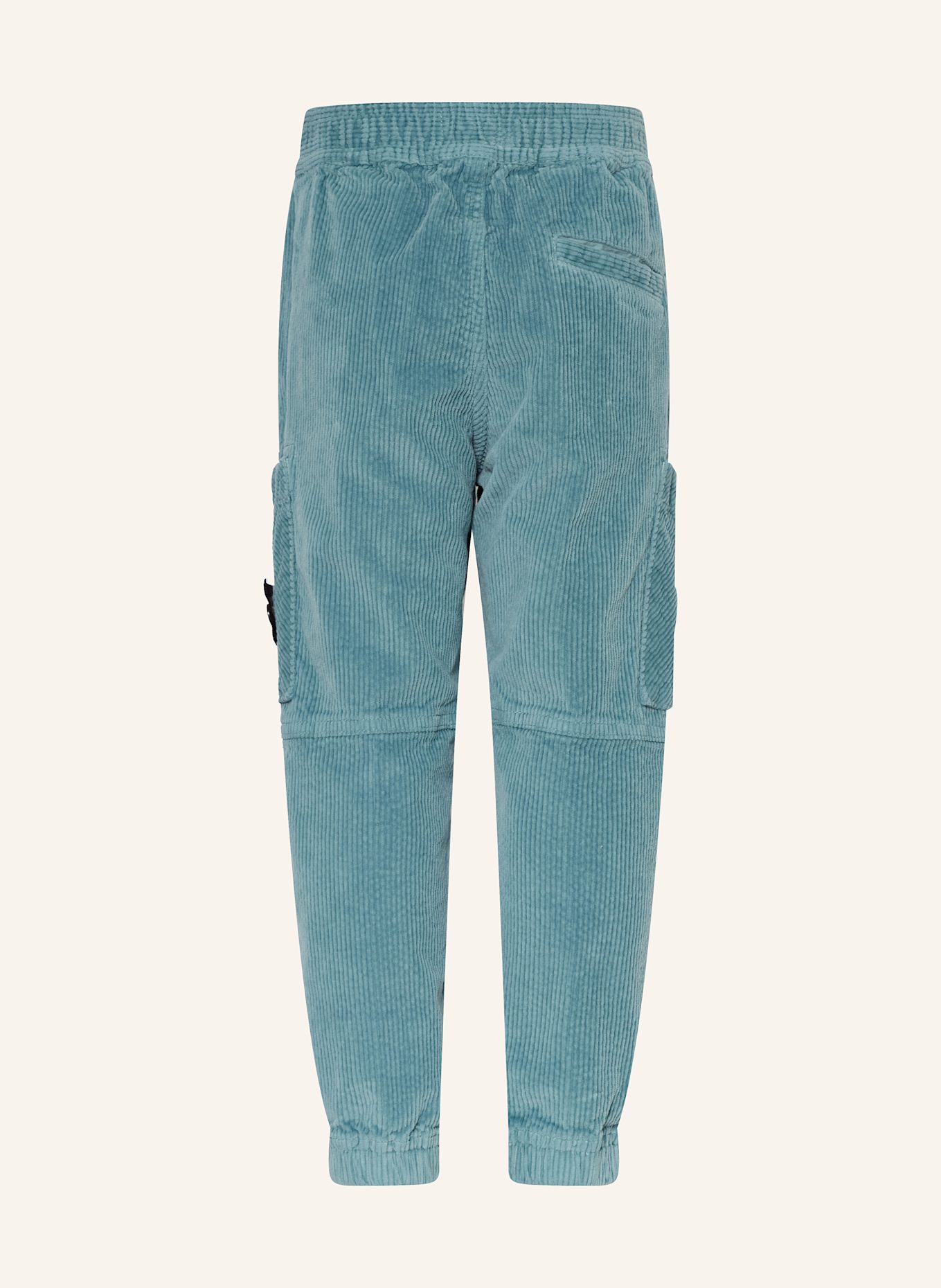 STONE ISLAND JUNIOR Cargo kalhoty Regular Tapered Fit z manšestru: TMAVĚ MODRÁ