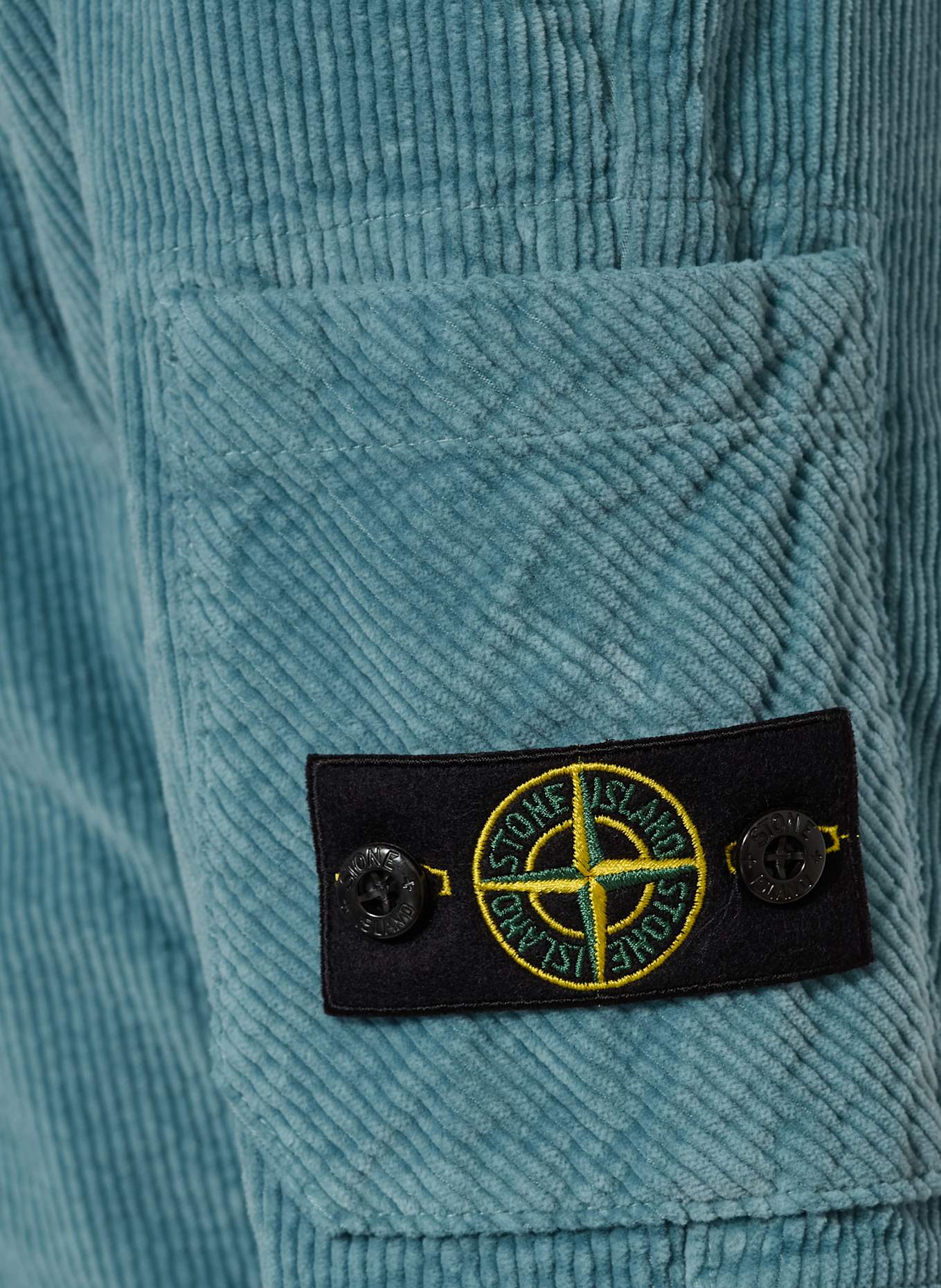 STONE ISLAND JUNIOR Cargo kalhoty Regular Tapered Fit z manšestru: TMAVĚ MODRÁ