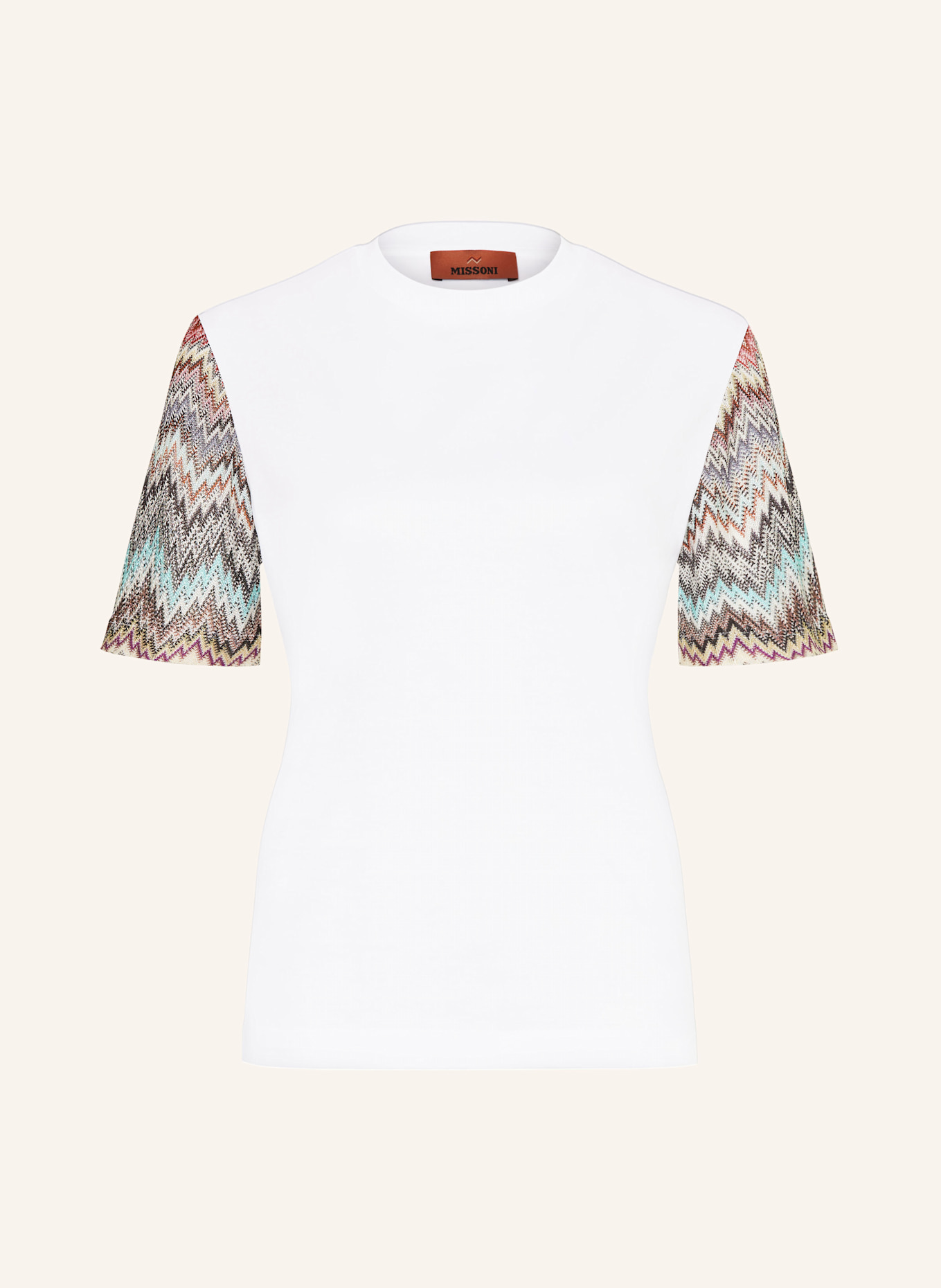 MISSONI T-shirt: BIAŁY / KREMOWY / SZARONIEBIESKI