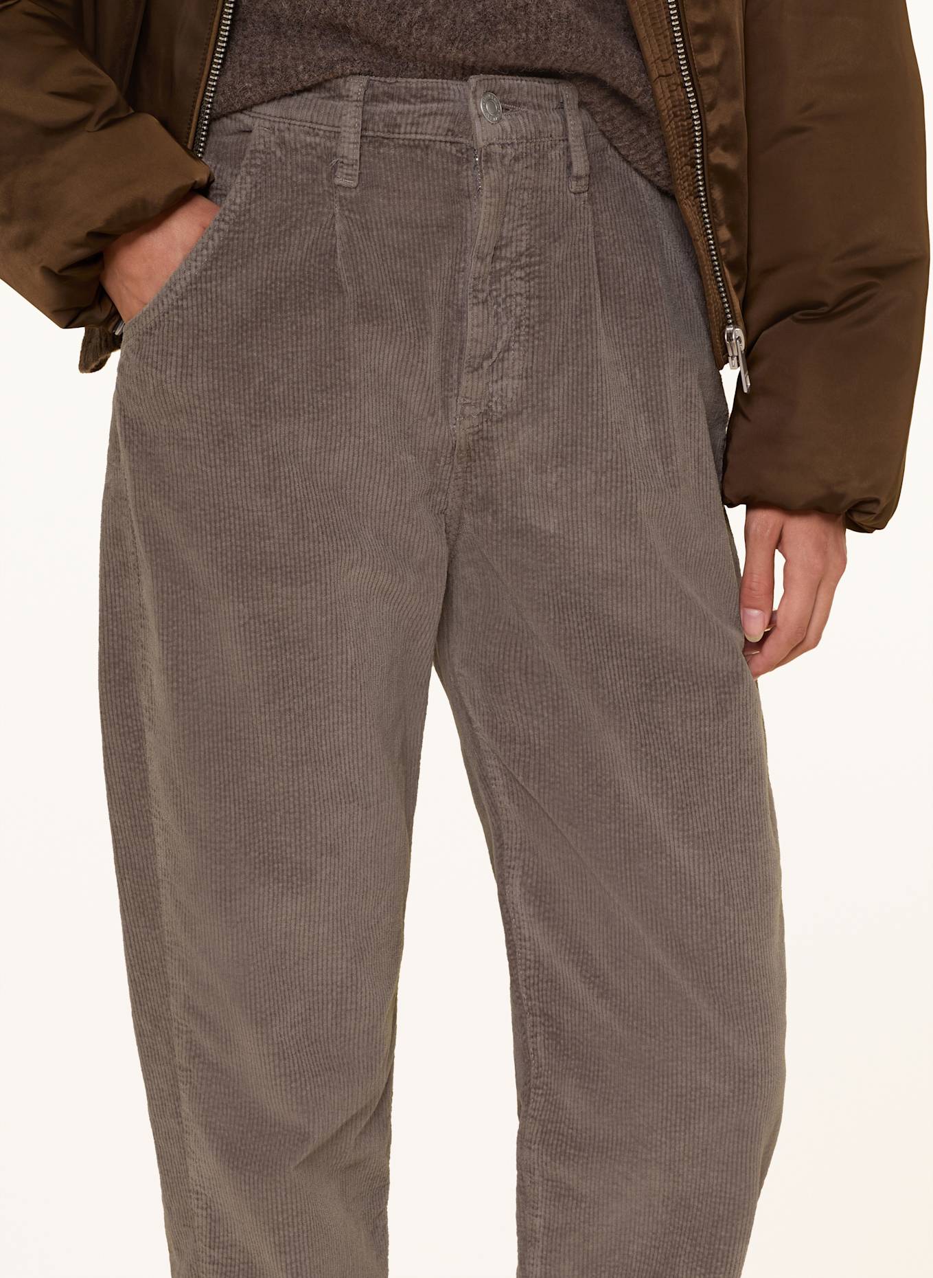 mavi 7/8-Hose LAURA aus Cord: TAUPE