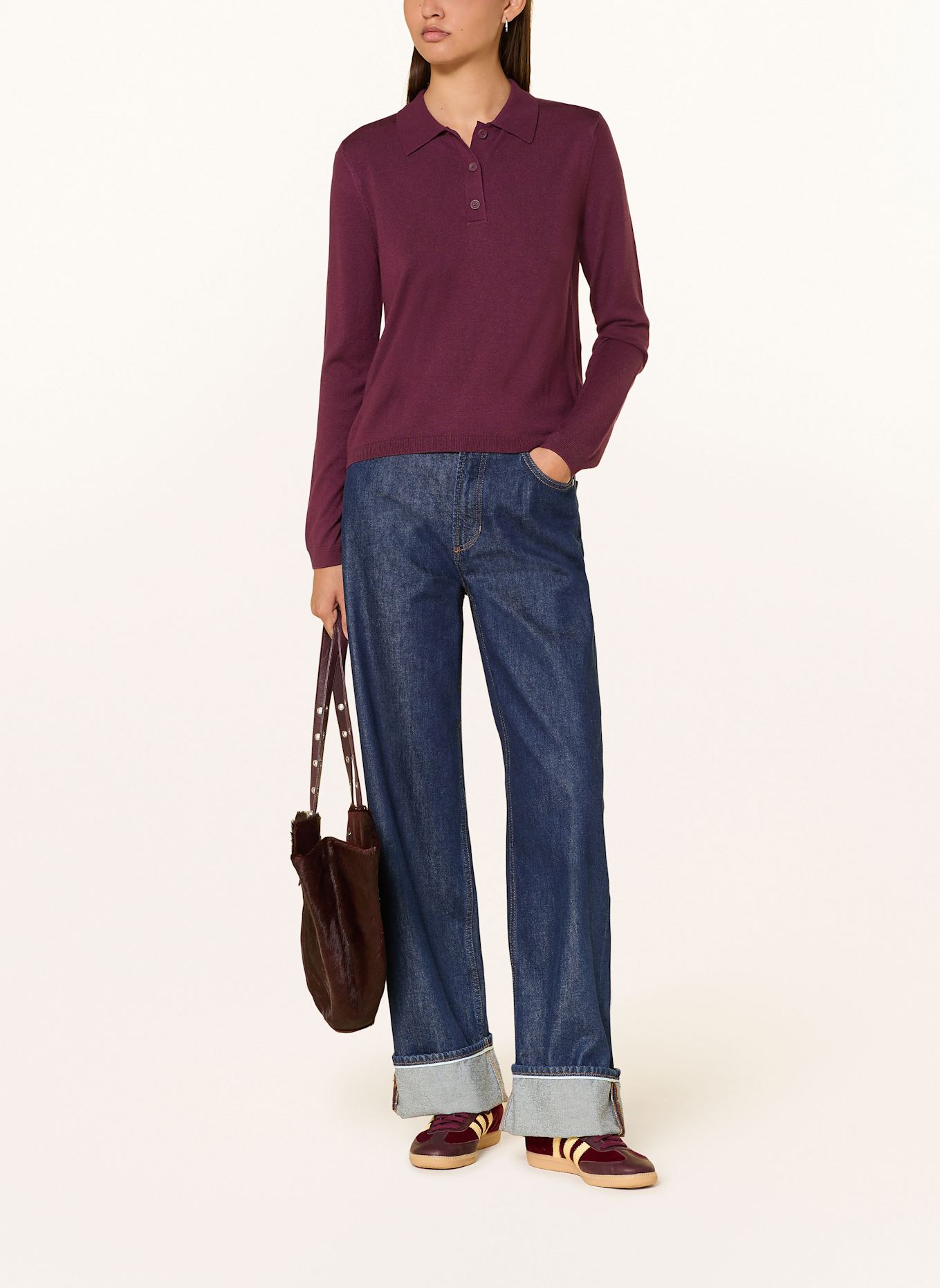 mavi Strick-Poloshirt: DUNKELROT